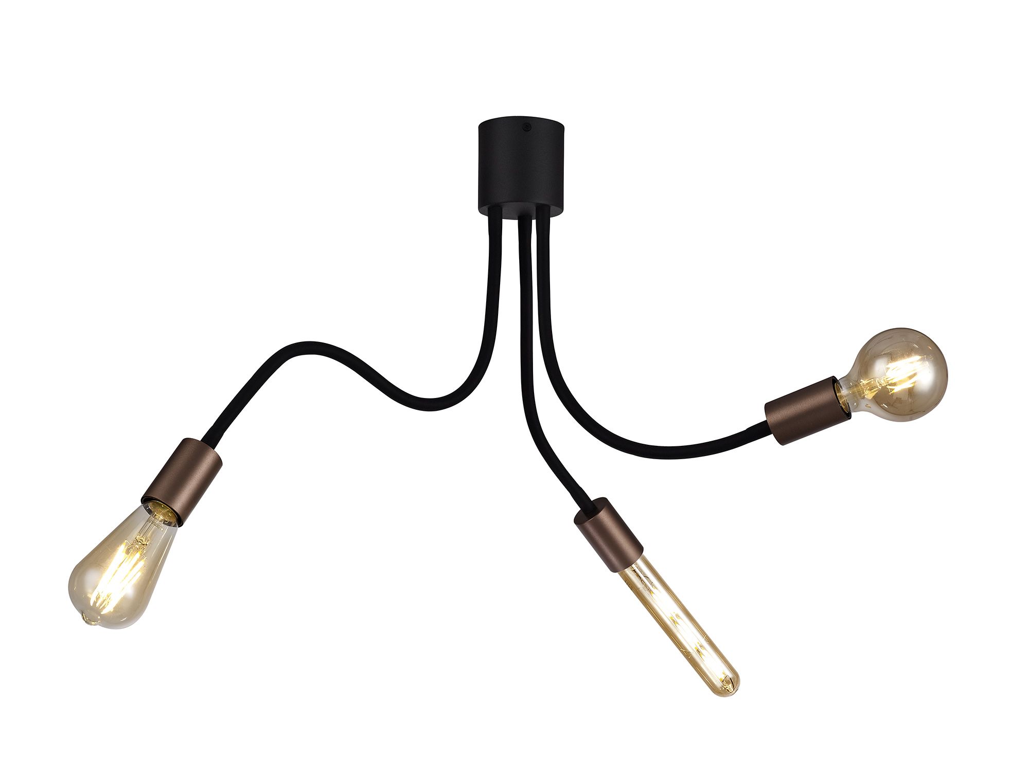 Issa Flexible Ceiling 3 Light E27, Satin Black/Brushed Copper