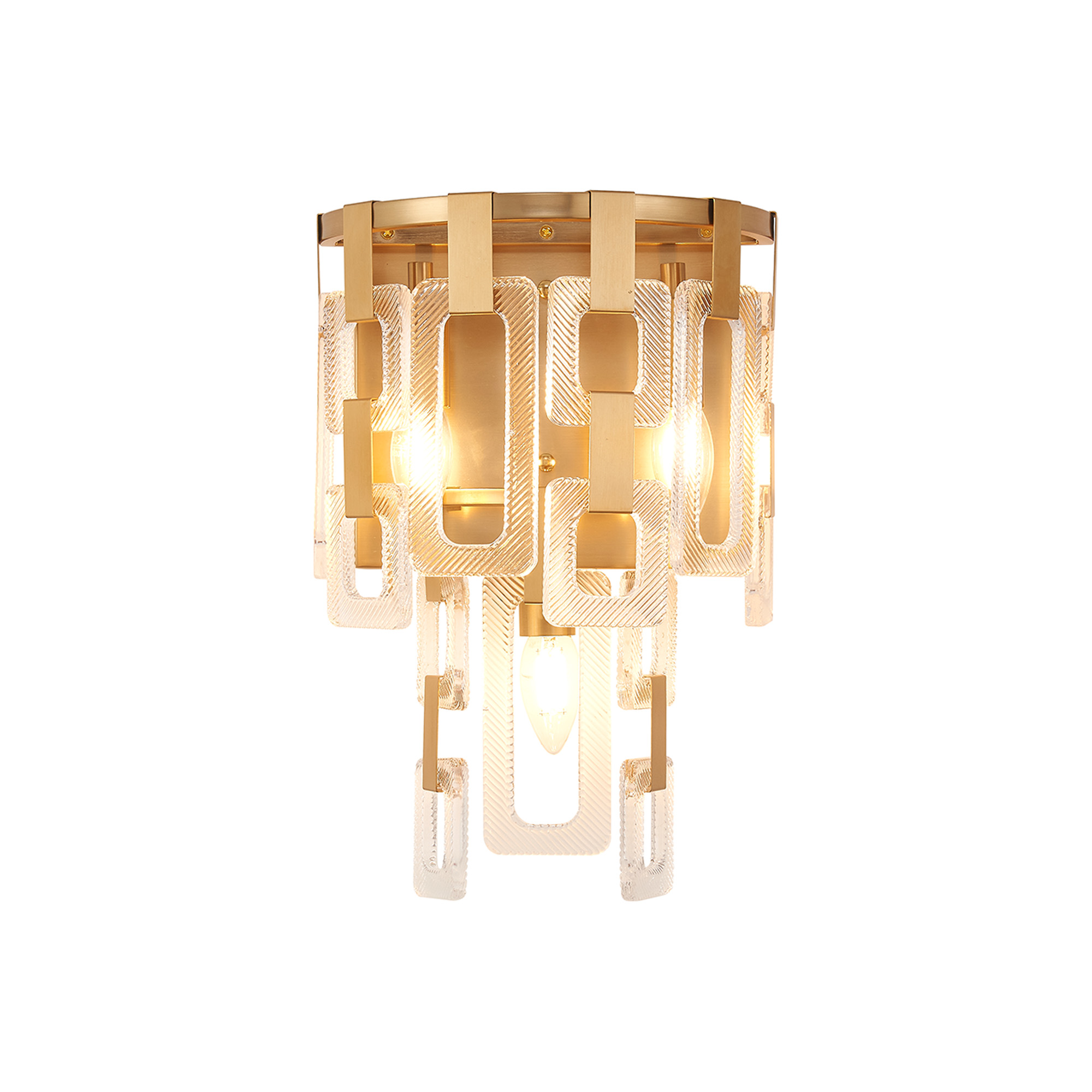 Jaron 26 x 39cm Wall Lamp, 326 x 39E14, Matt Gold/Clear Glass