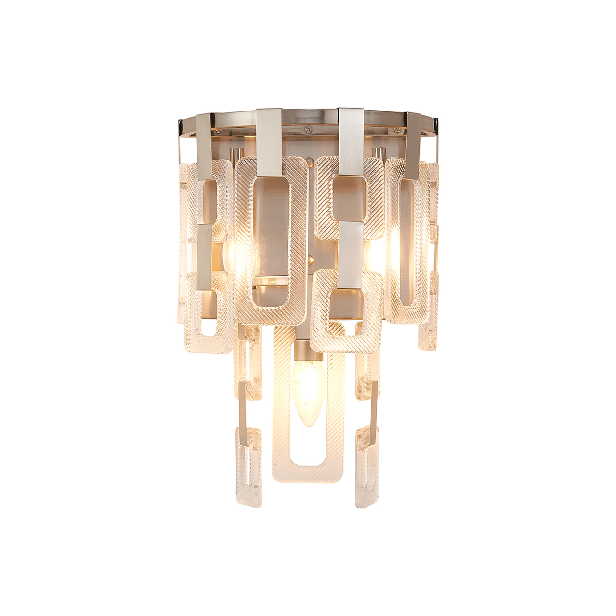 Jaron 26 x 39cm Wall Lamp, 326 x 39E14, Satin Nickel/Clear Glass
