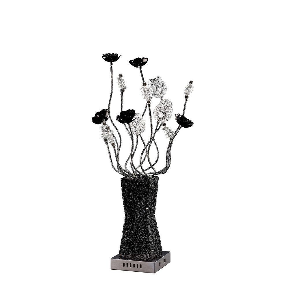 (DH) Jasmine Crystal Table Lamp 4 Light G4 Aluminium/Black, NOT LED/CFL Compatible
