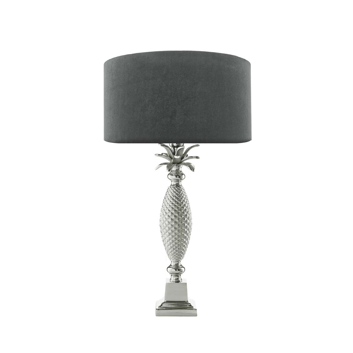 Relato 1 Light E27 Nickle Table Lamp With Inline Switch C/W Óleo Leyenda Velvet Armario Shade With Self Coloured Cotton Lining