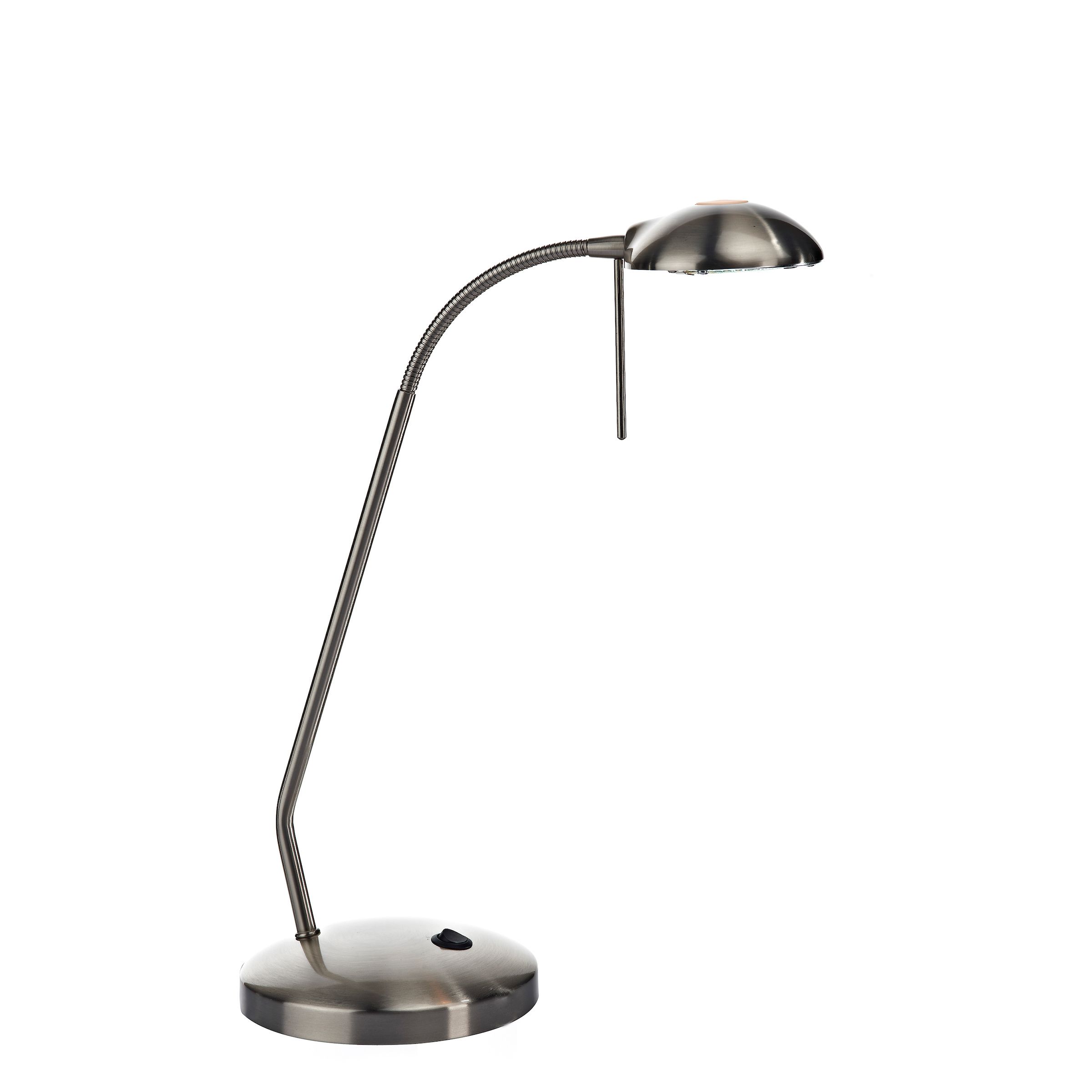 Fábula 1 Light G9 Satin Chrome Table/Desk Lamp With Bendable Stem & Head With Rocker Switch