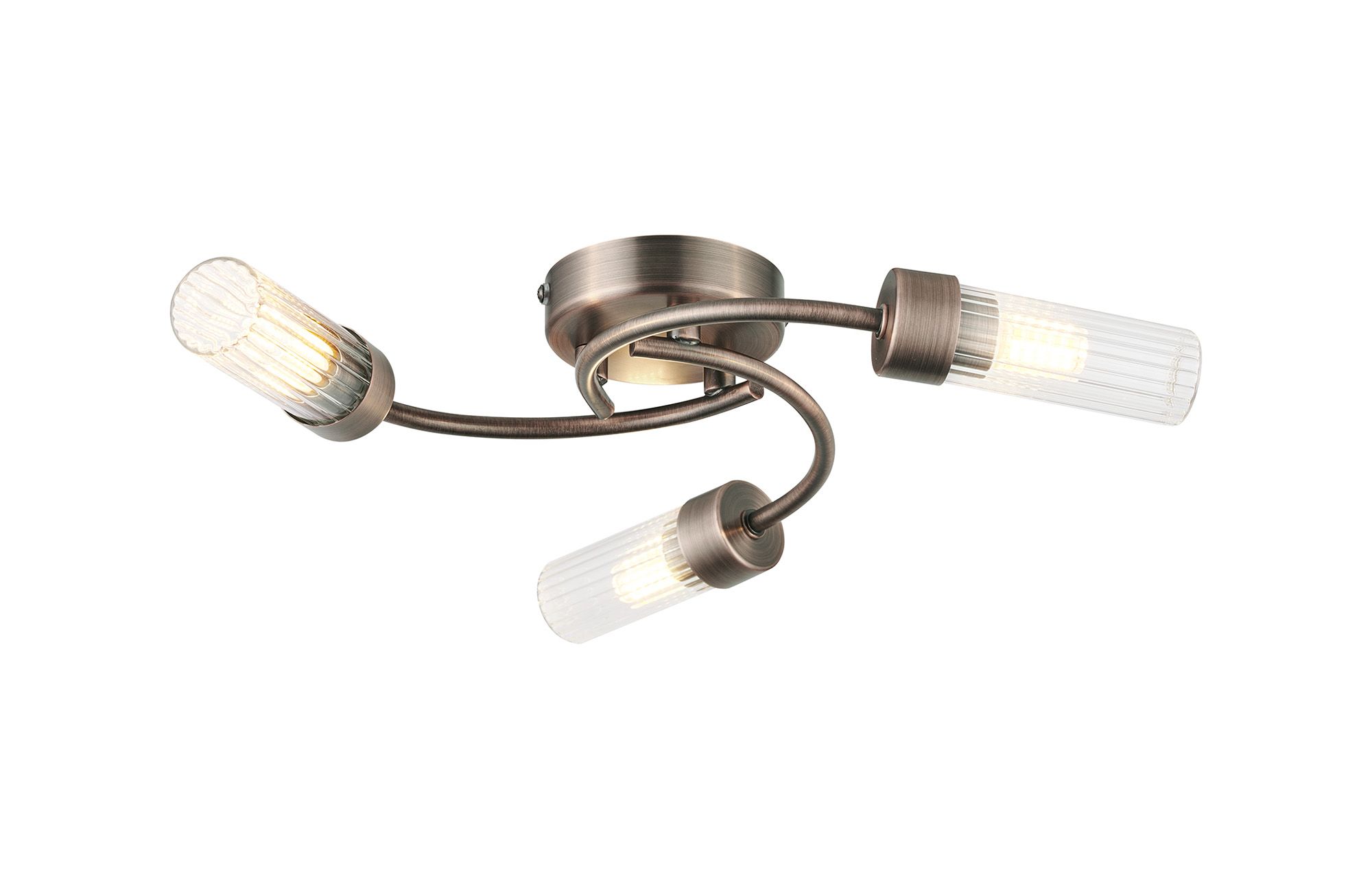 Kassilo 46.5cm Flush Ceiling, 3 Light G9, IP44, Bronze/Clear Glass