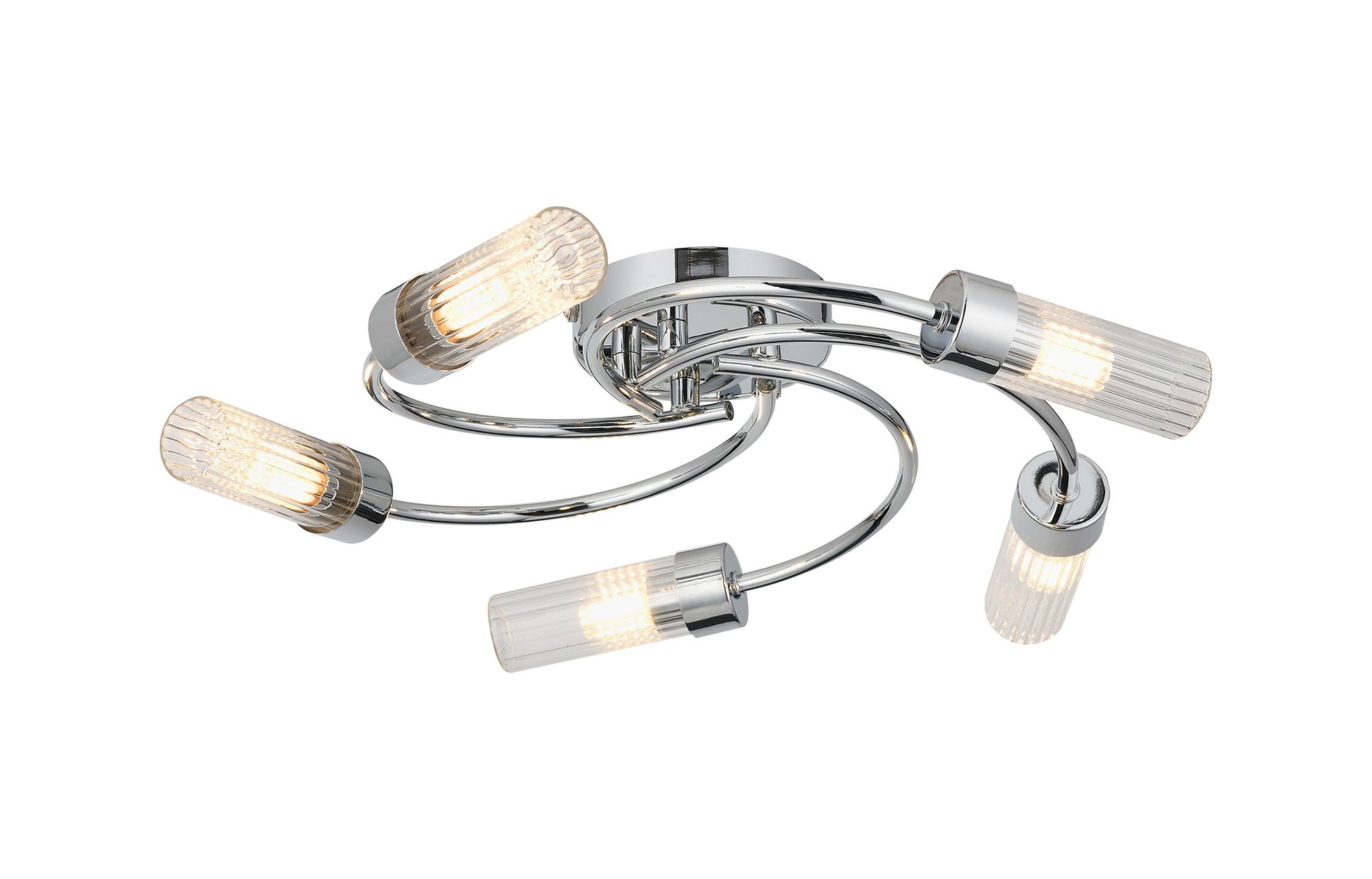 Kassilo 50.5cm Flush Ceiling, 5 Light G9, IP44, Polished Chrome/Clear Glass