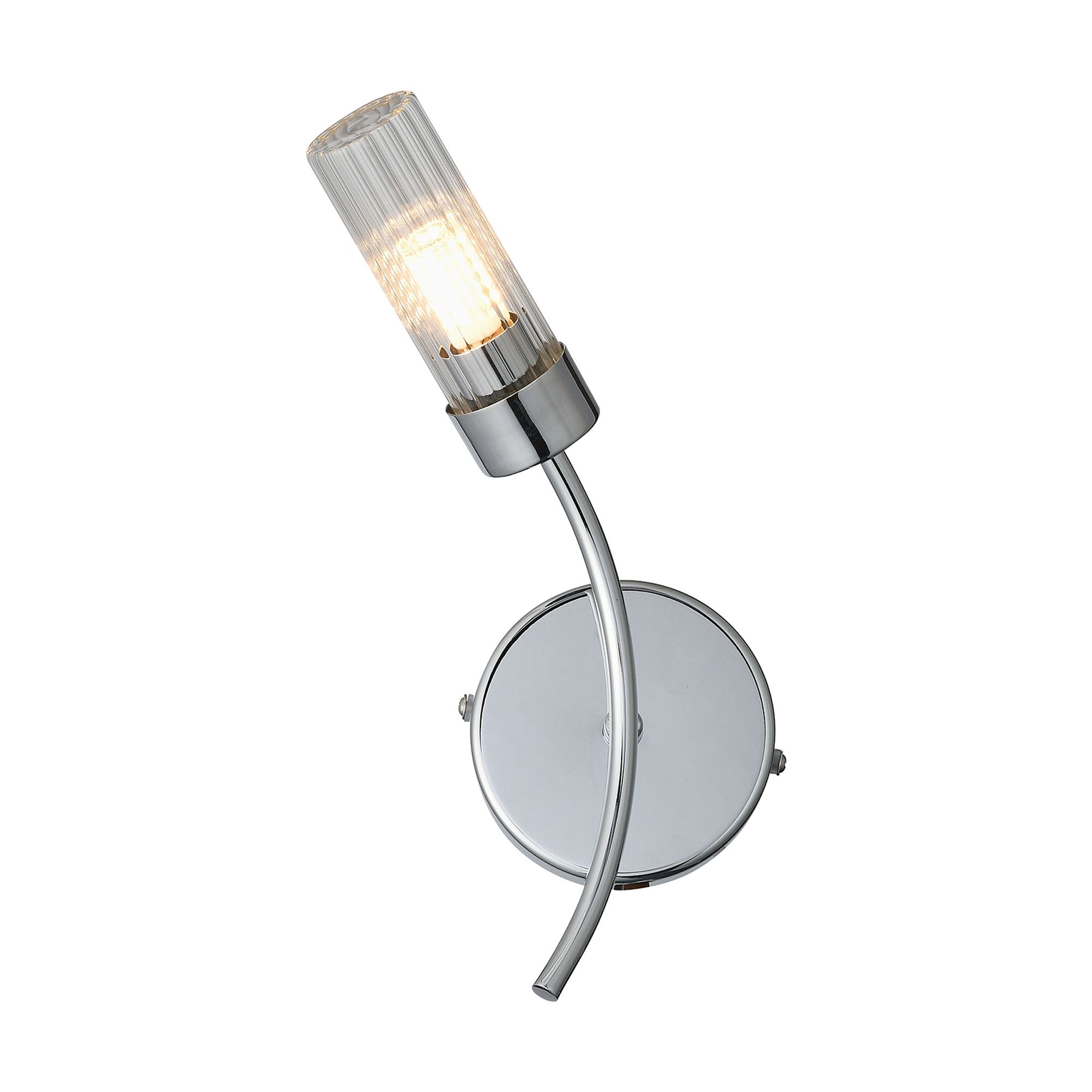 Kassilo Left Wall Lamp, 1 Light G9, IP44, Polished Chrome/Clear Glass