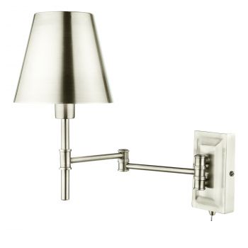 Oda 1 Light E14 Polished Nickel Swing Arm Wall Light C/W Shade
