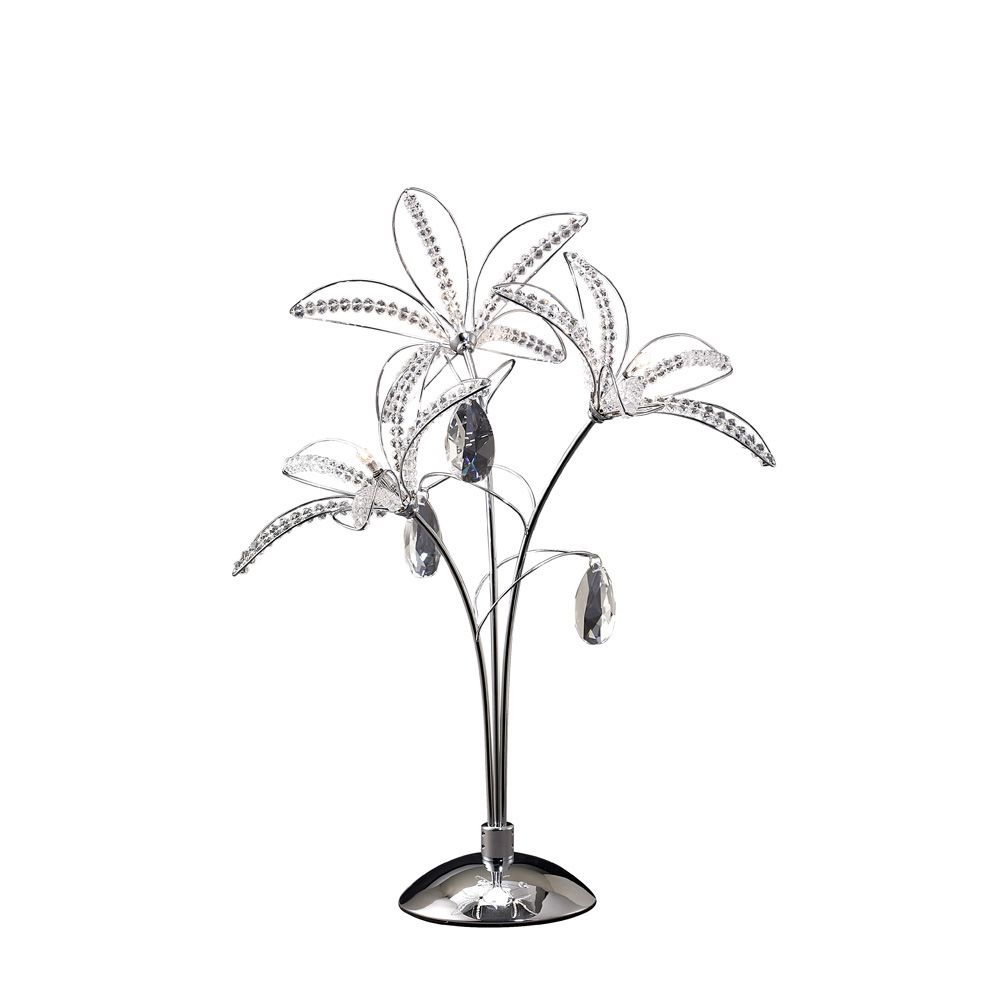 Kenzo Crystal Table Lamp 3 Light G4 Polished Chrome, NOT LED/CFL Compatible