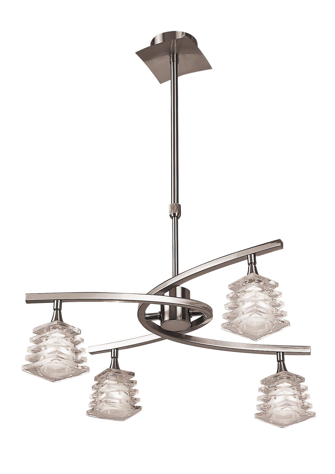 Keops 49cm Telescopic Pendant Convertible To Semi Flush 4 Light G9, Satin Nickel
