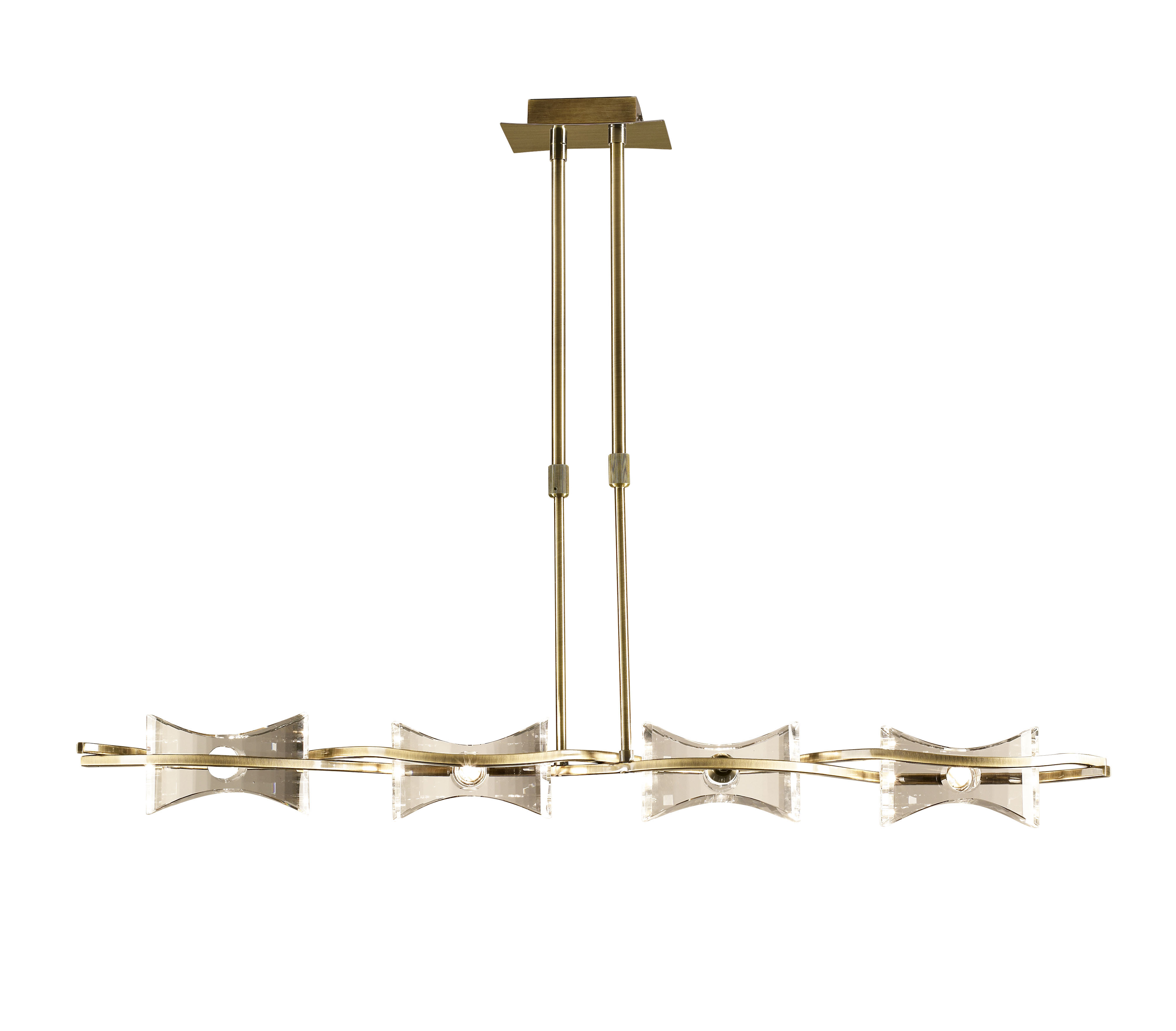 Kromo Linear Telescopic 4 Light G9 Line, Antique Brass