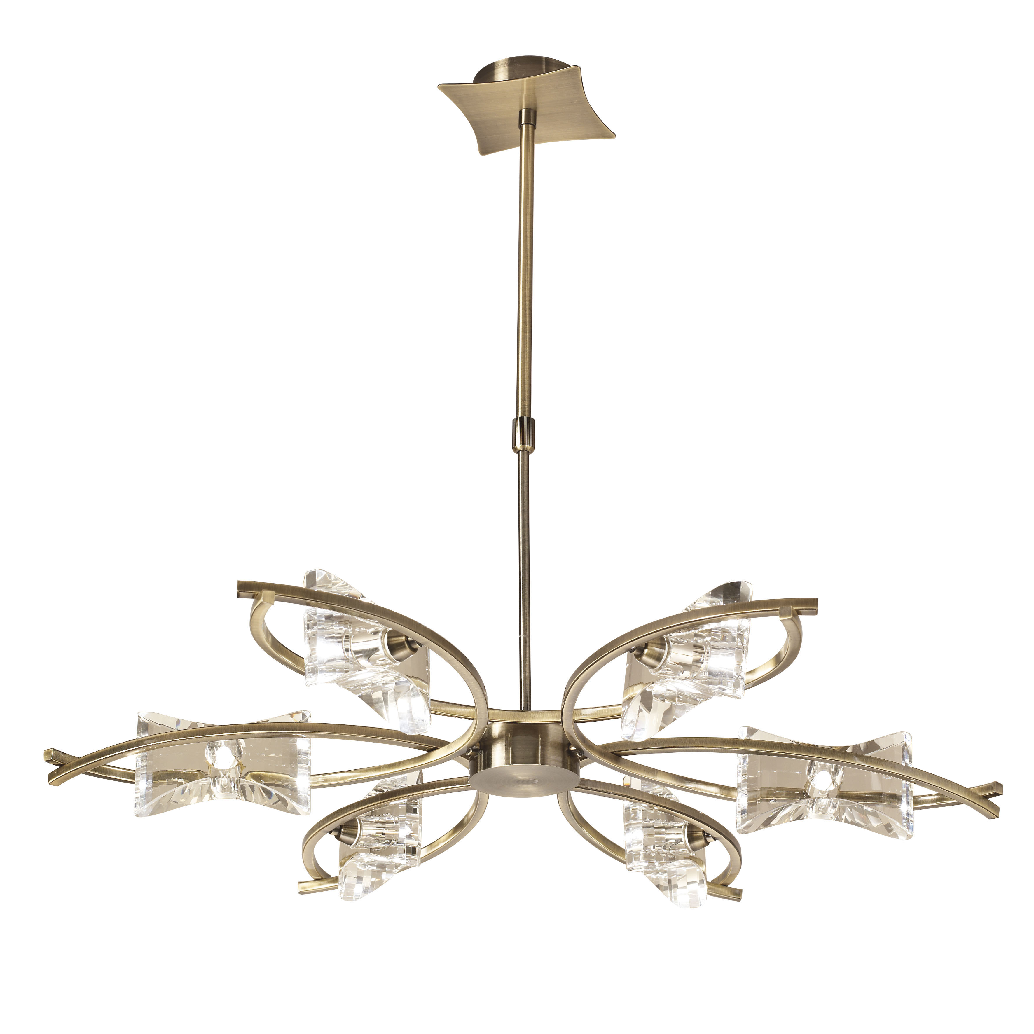 Kromo 79cm Telescopic Convertible To Semi Flush 6 Light G9, Antique Brass