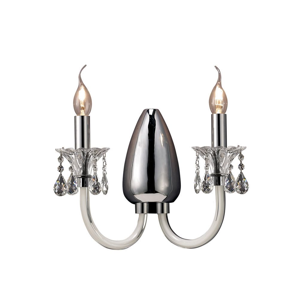 Lavinea Wall Lamp 2 Light E14 Polished Chrome/White Glass/Crystal (Item is Not Suitable For Mail Order Sales, COLLECTION ONLY)