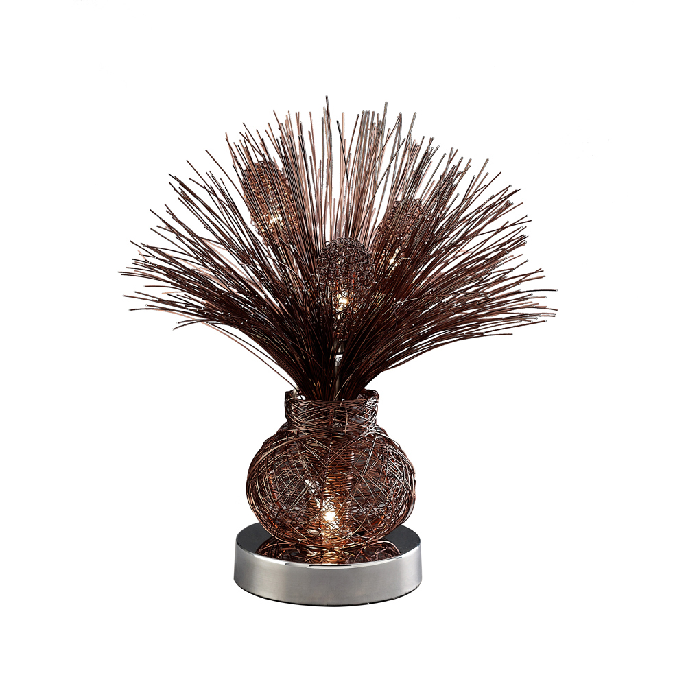 (DH) Lenore Table Lamp 4 Light G4 Brown/Polished Polished Chrome, NOT LED/CFL Compatible