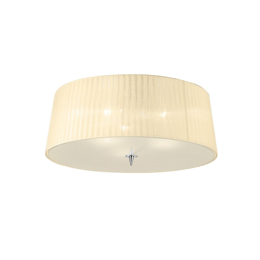Loewe Flush Ceiling 3 Light E27, Polished Chrome With Cream Shade