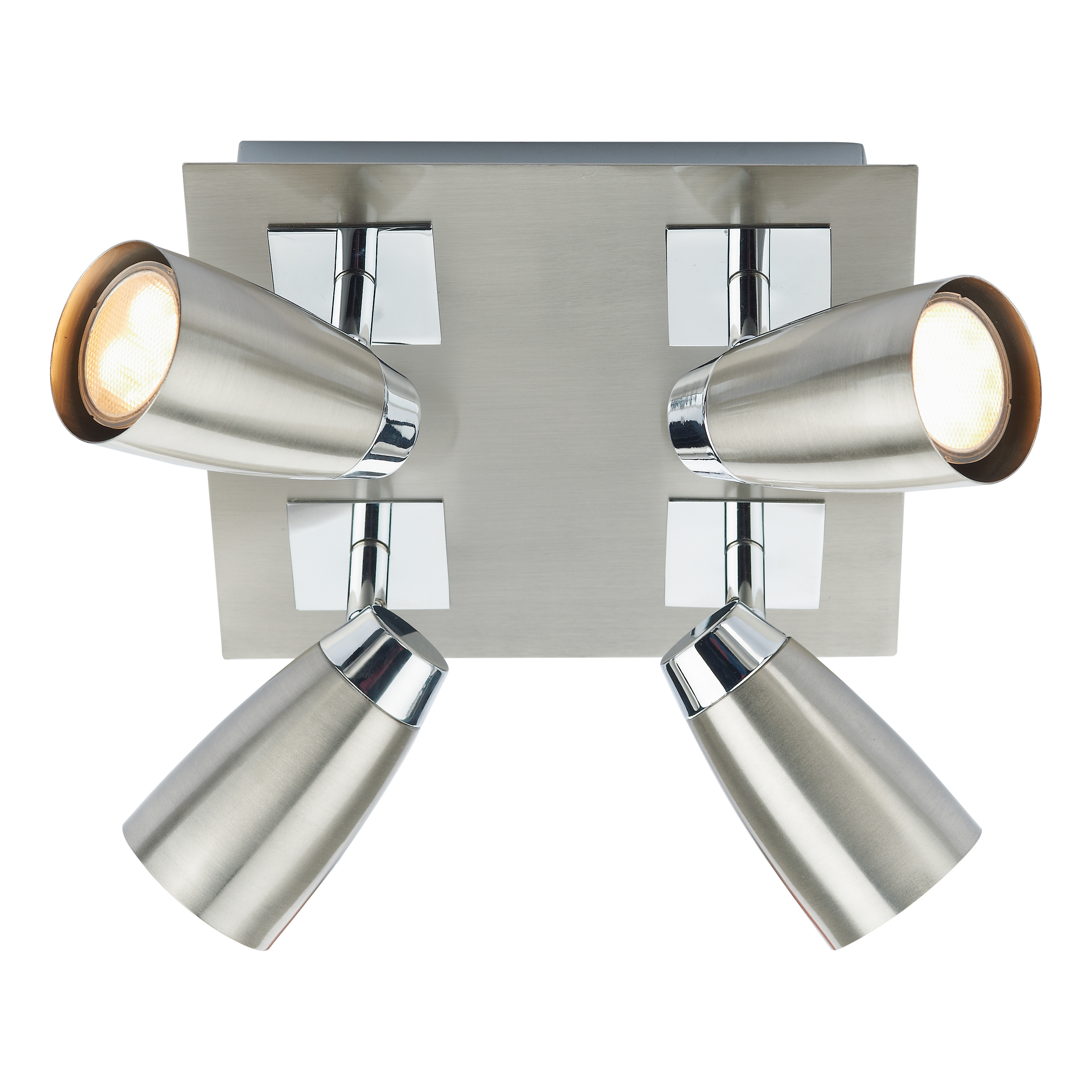 Rap 4 Light Square LED Spotlight Satin Chrome/Polished Chrome Finish
