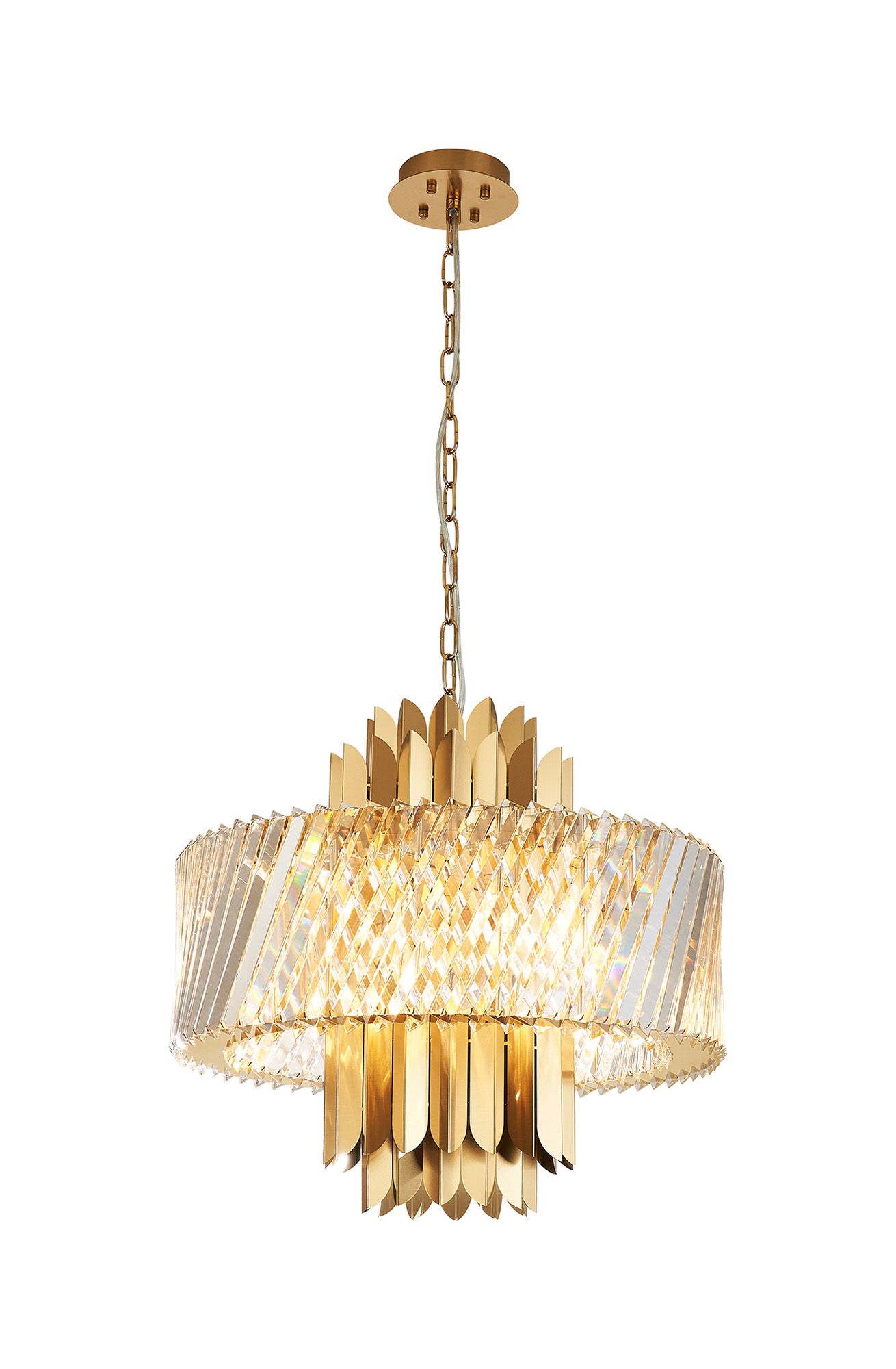 Lola 55cm Pendant, 9 x E14, Brass/Clear