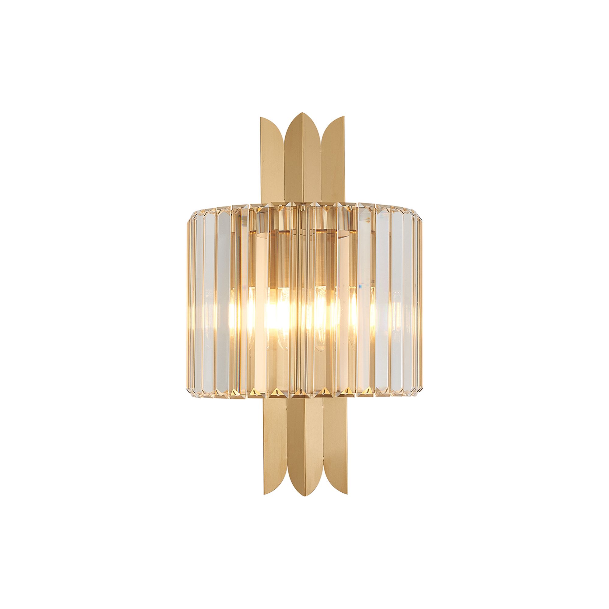 Lola Wall Lamp, 2 x E14, Brass/Clear