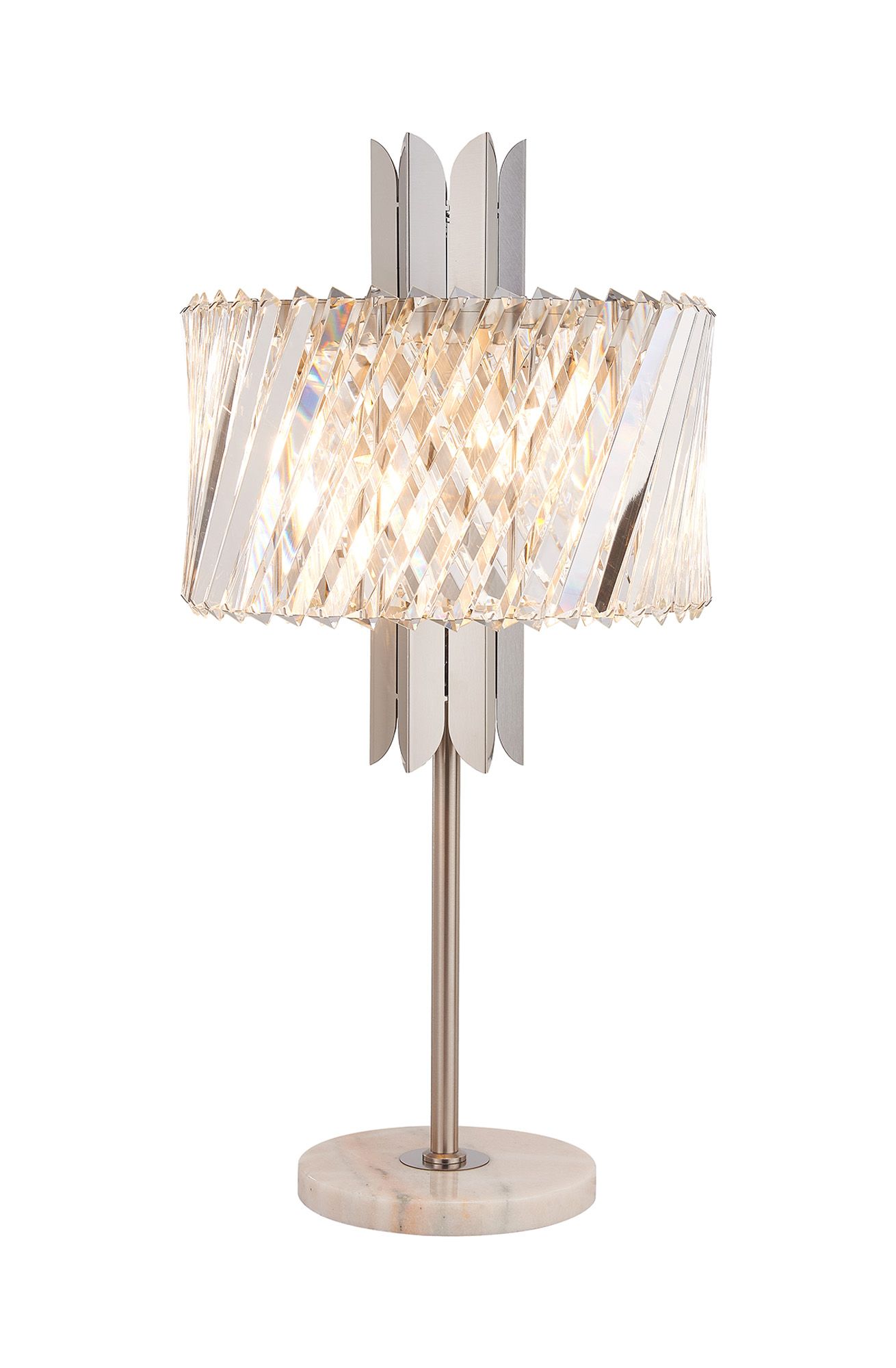 Lola Table Lamp, 4 x E14, Satin Nickel/Clear