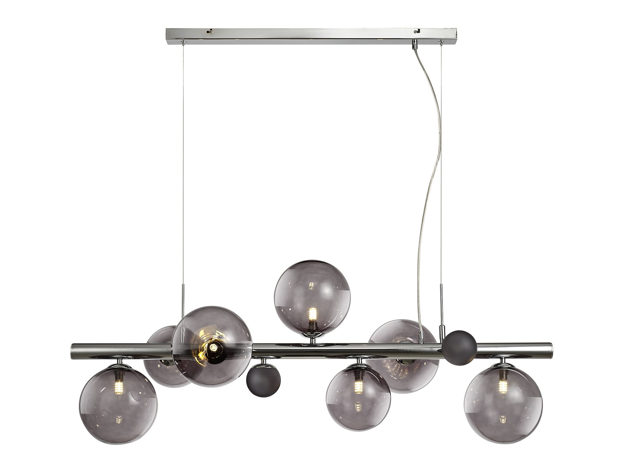 Marlborough Linear Pendant , 7 x G9, Polished Chrome, Smoked Glass