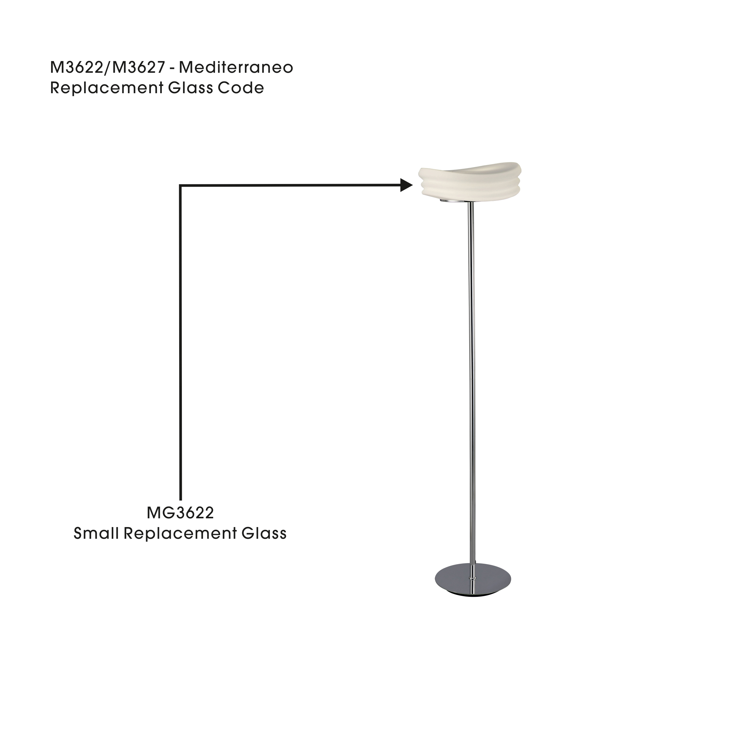 Mediterraneo Opal Small Replacement Glass For M3622/3627