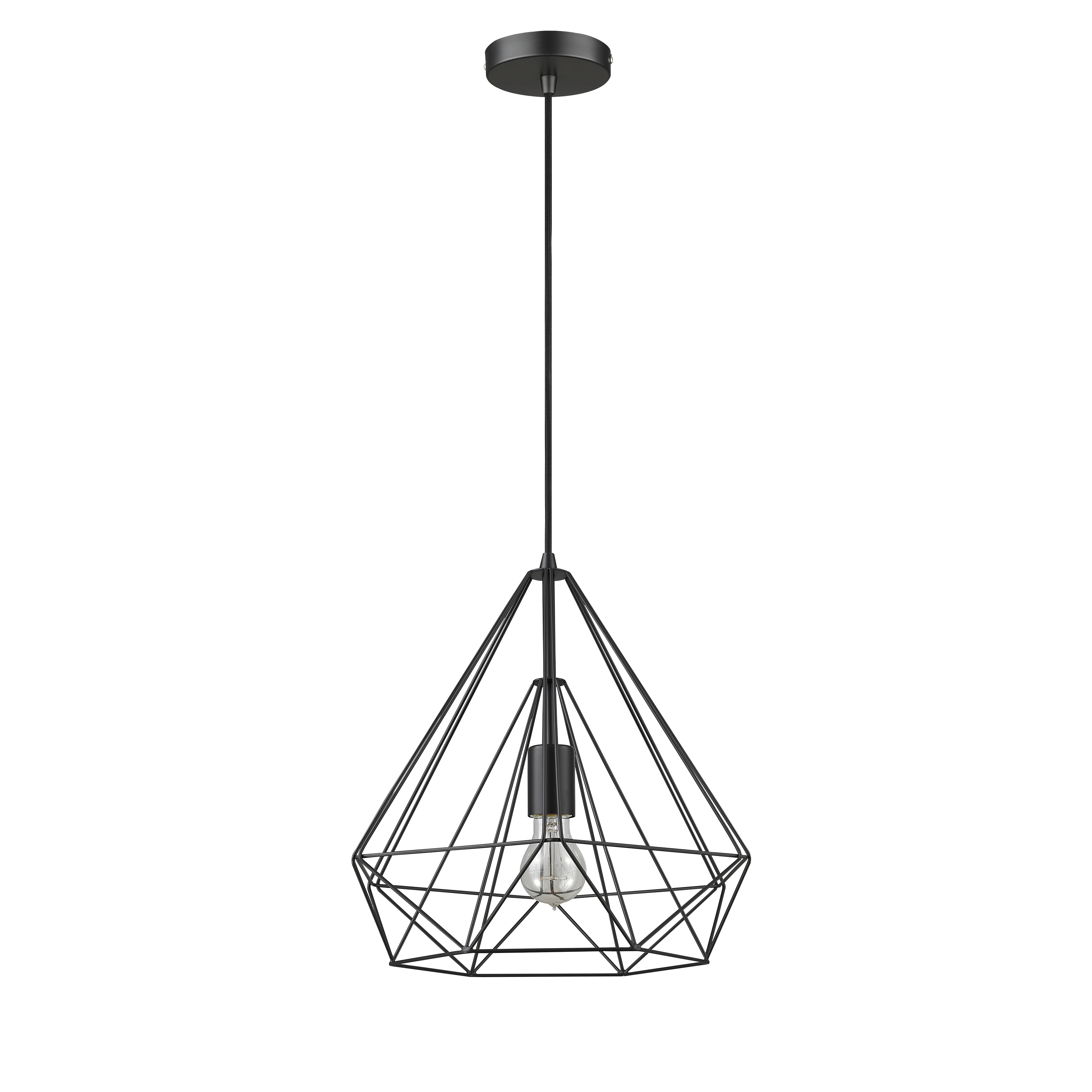 Lucien 1 Light E27 Adjustable Dimmable Pendant Matt Black
