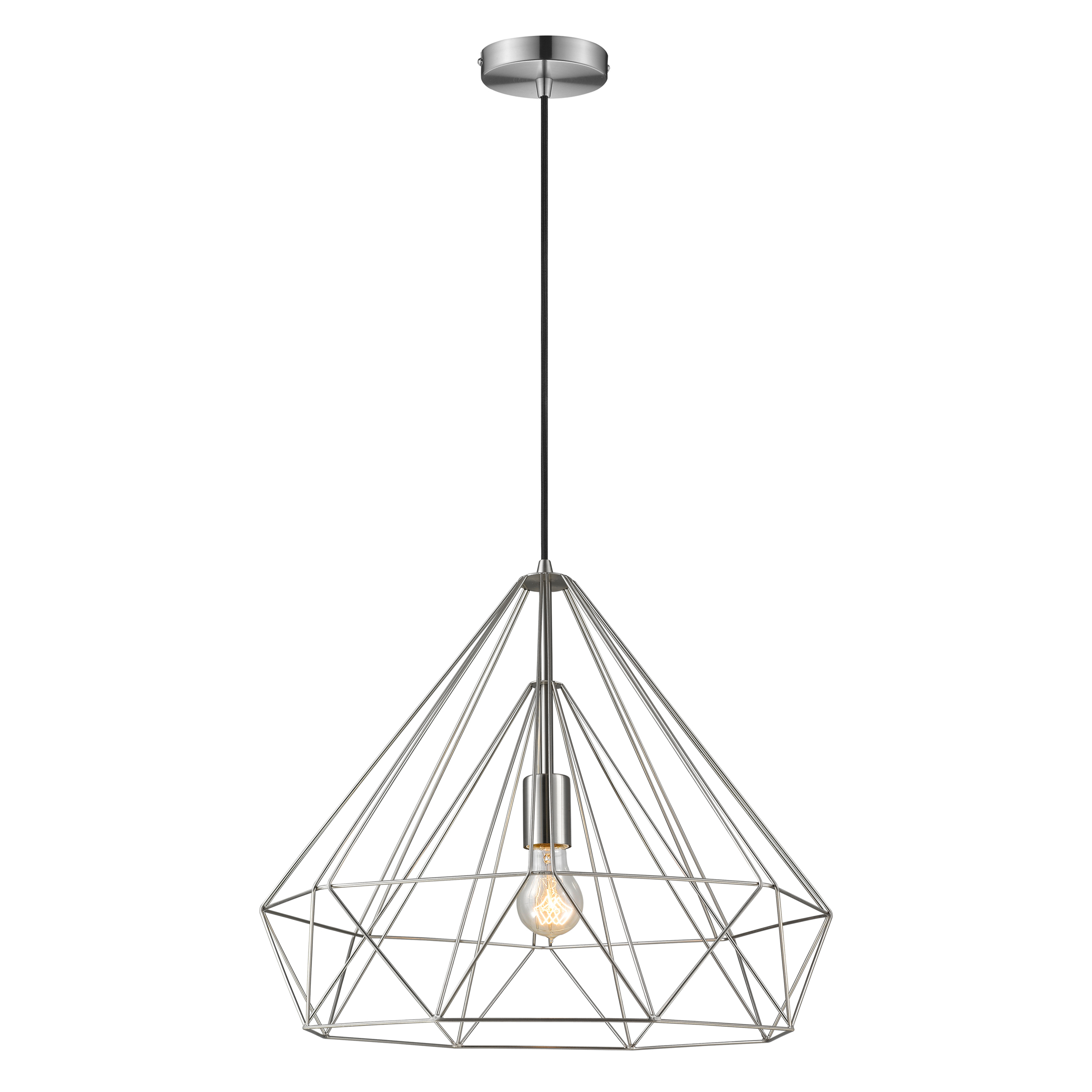 Lucien 1 Light E27 Satin Nickel Adjustable Single Pendant