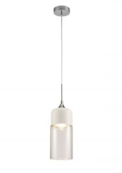 Mia 13cm Single Tube Pendant 1 Light E27 White/Clear Glass