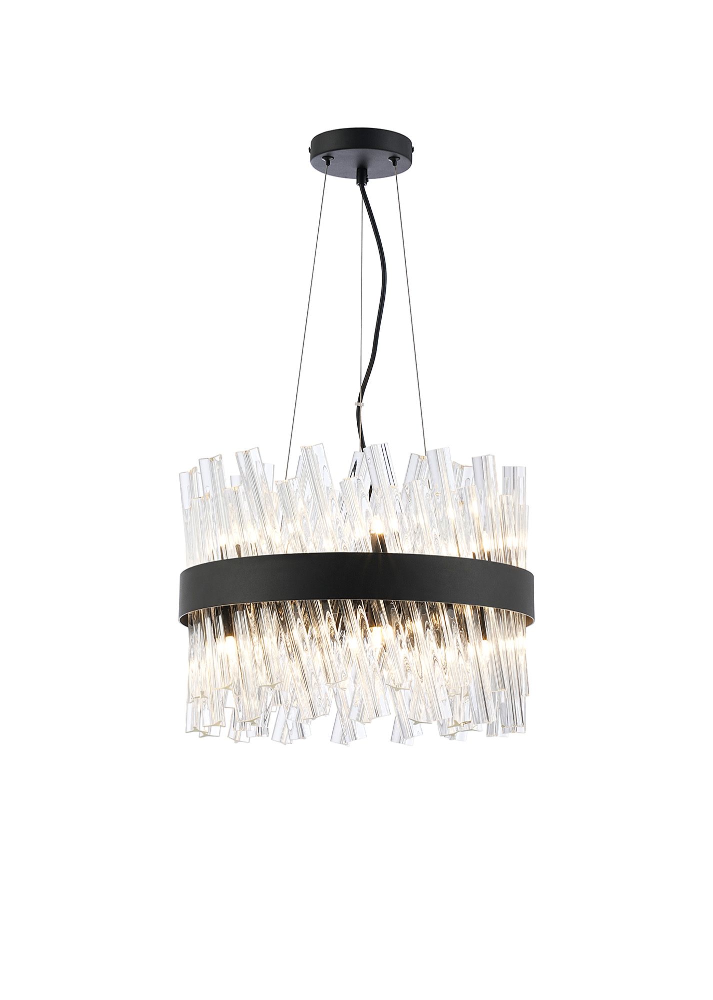 Asner 40cm 10 Light G9, Pendant Round, Satin Black / Clear