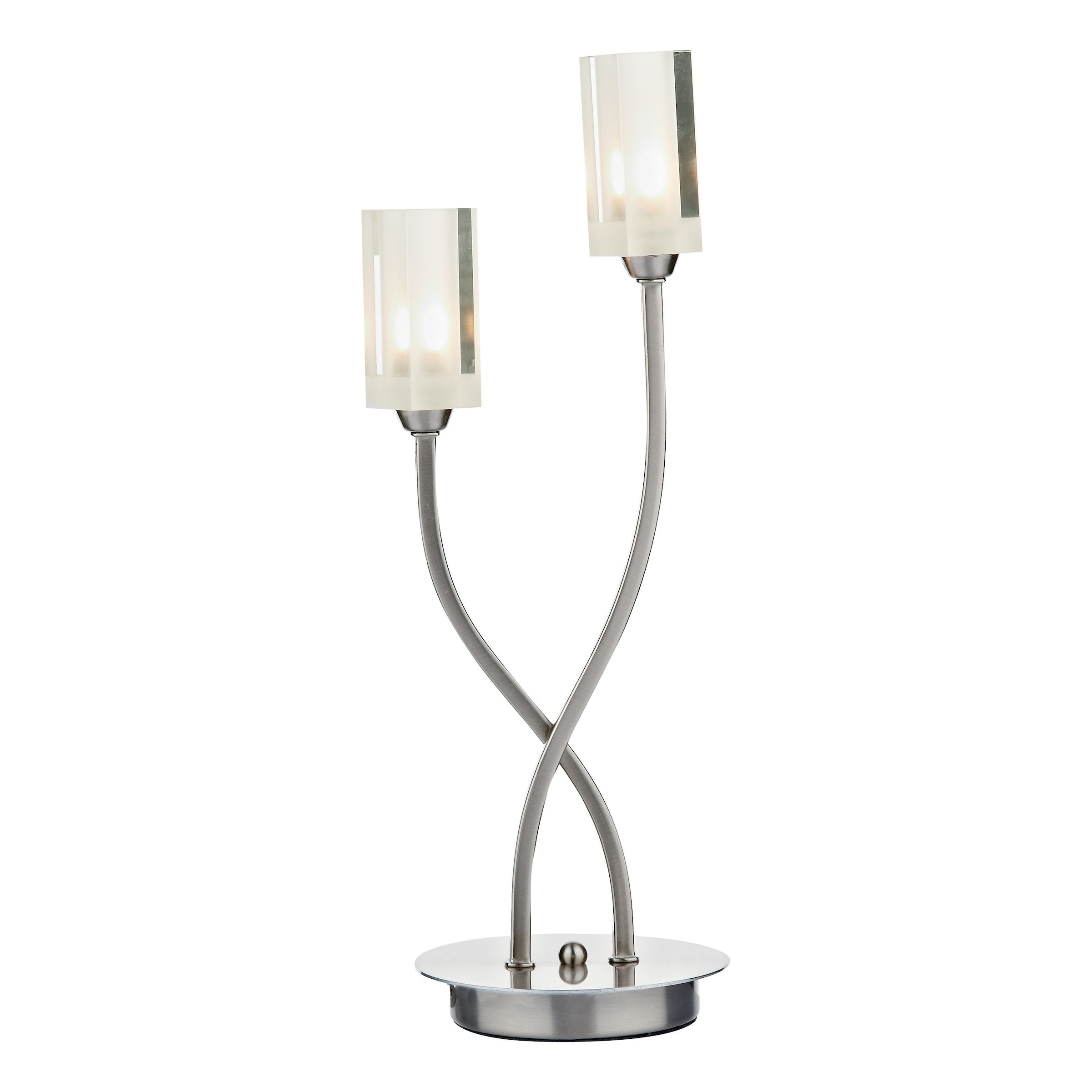 Almorávides 2 Light G9 Satin Chrome Table Lamp With Inline Switch With Clear Glass Shades With Frosted Inner Detail