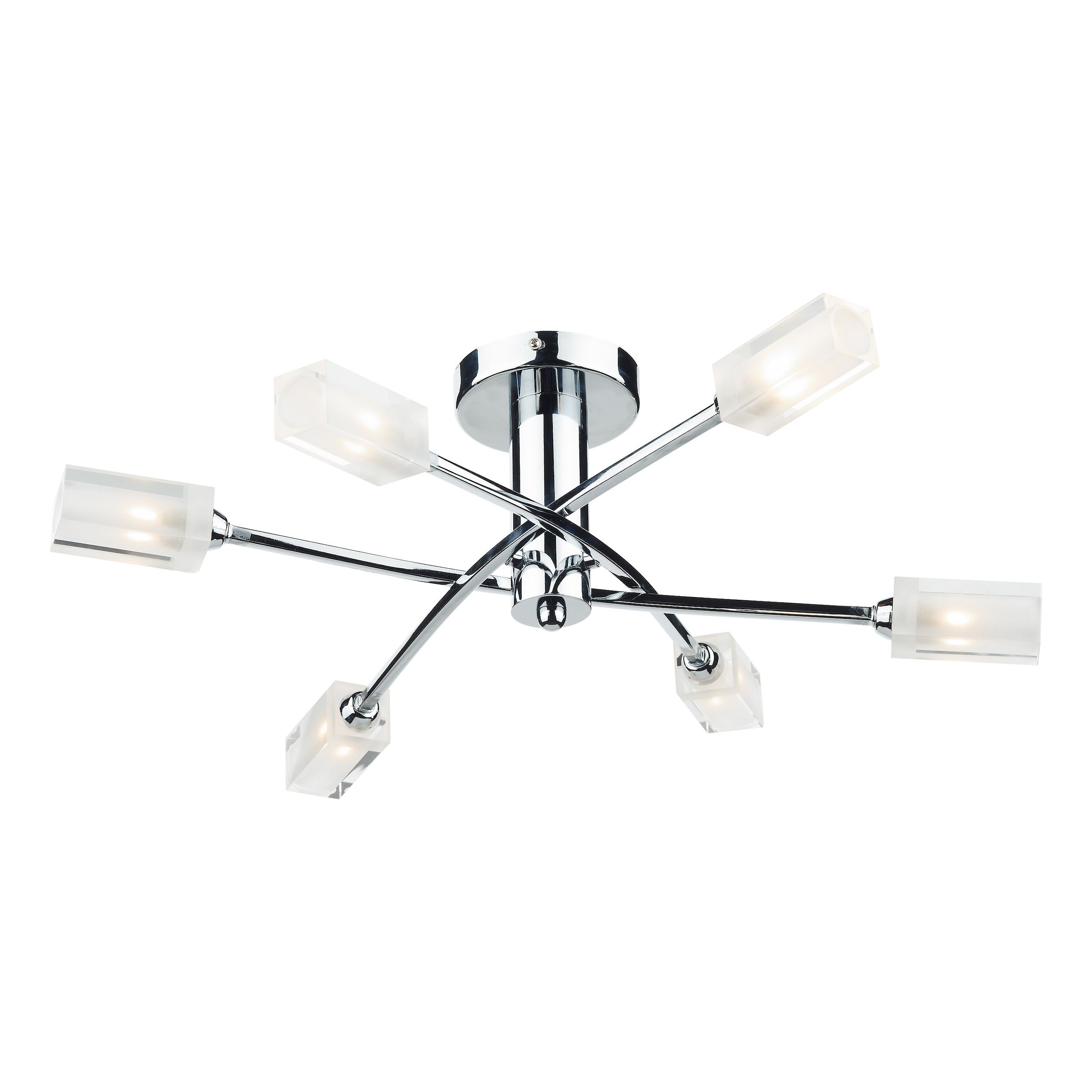 Almorávides 6 Light G9 Polished Chrome Semi Flush Fitting With Clear Glass Shades With Frosted Inner Detail