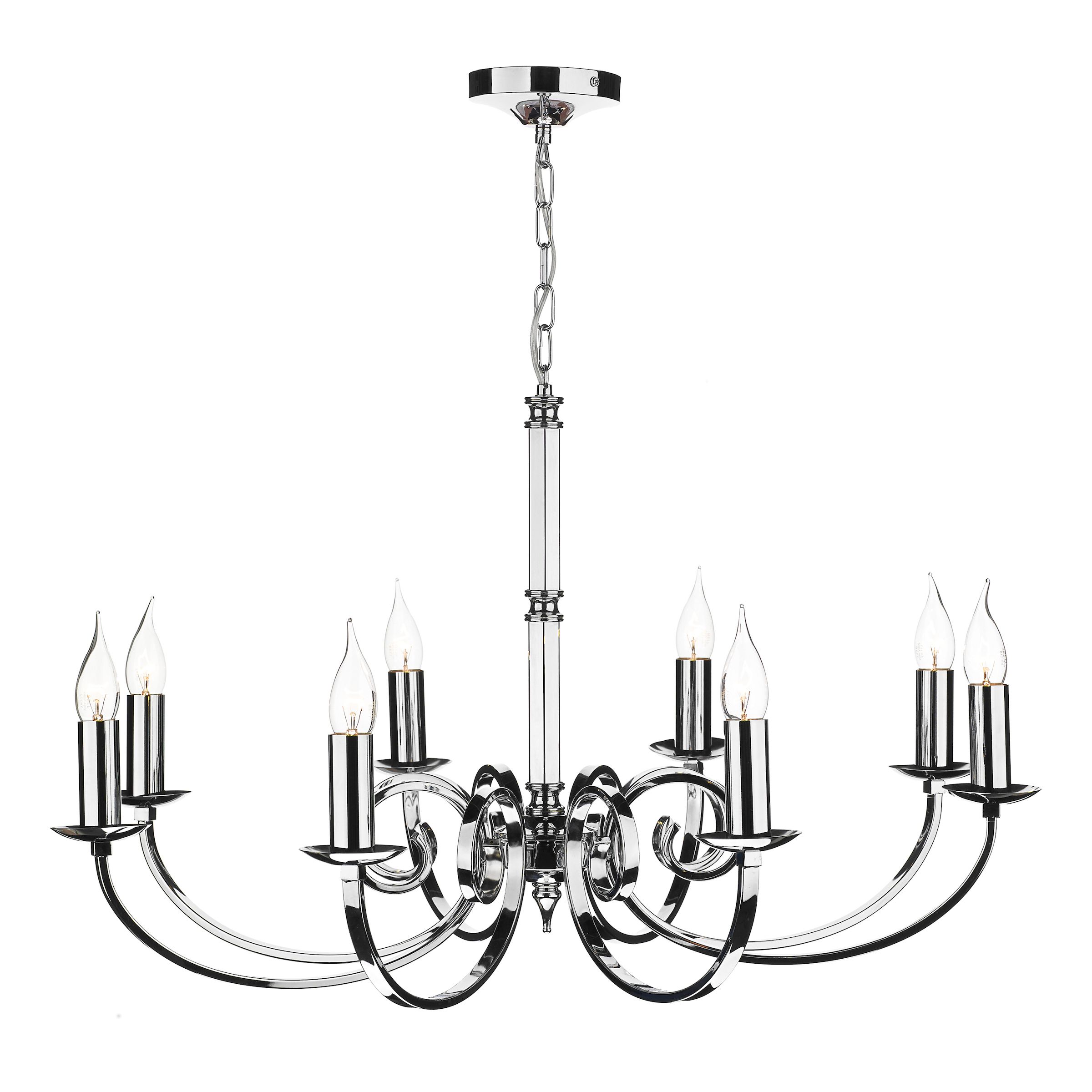 Condados 8 Light E14 Polished Chrome Adjustable/Dual Mount Semi Flush Fitting