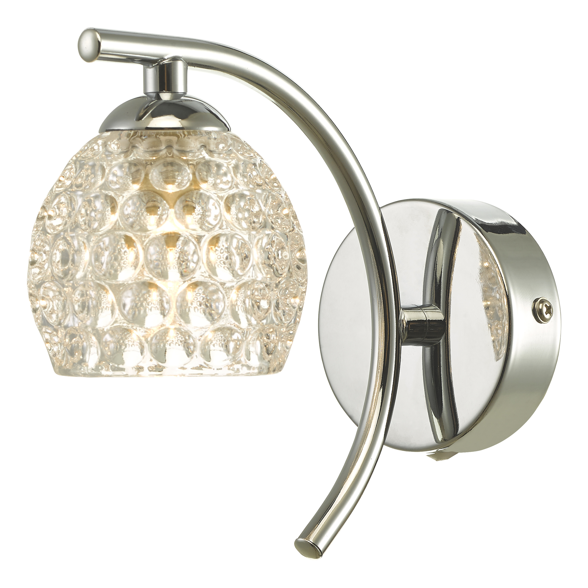 Señores 1 Light G9 Polished Chrome Wall Light With Pull Cord Switch C/W Clear Dimpled Open Style Glass Shade