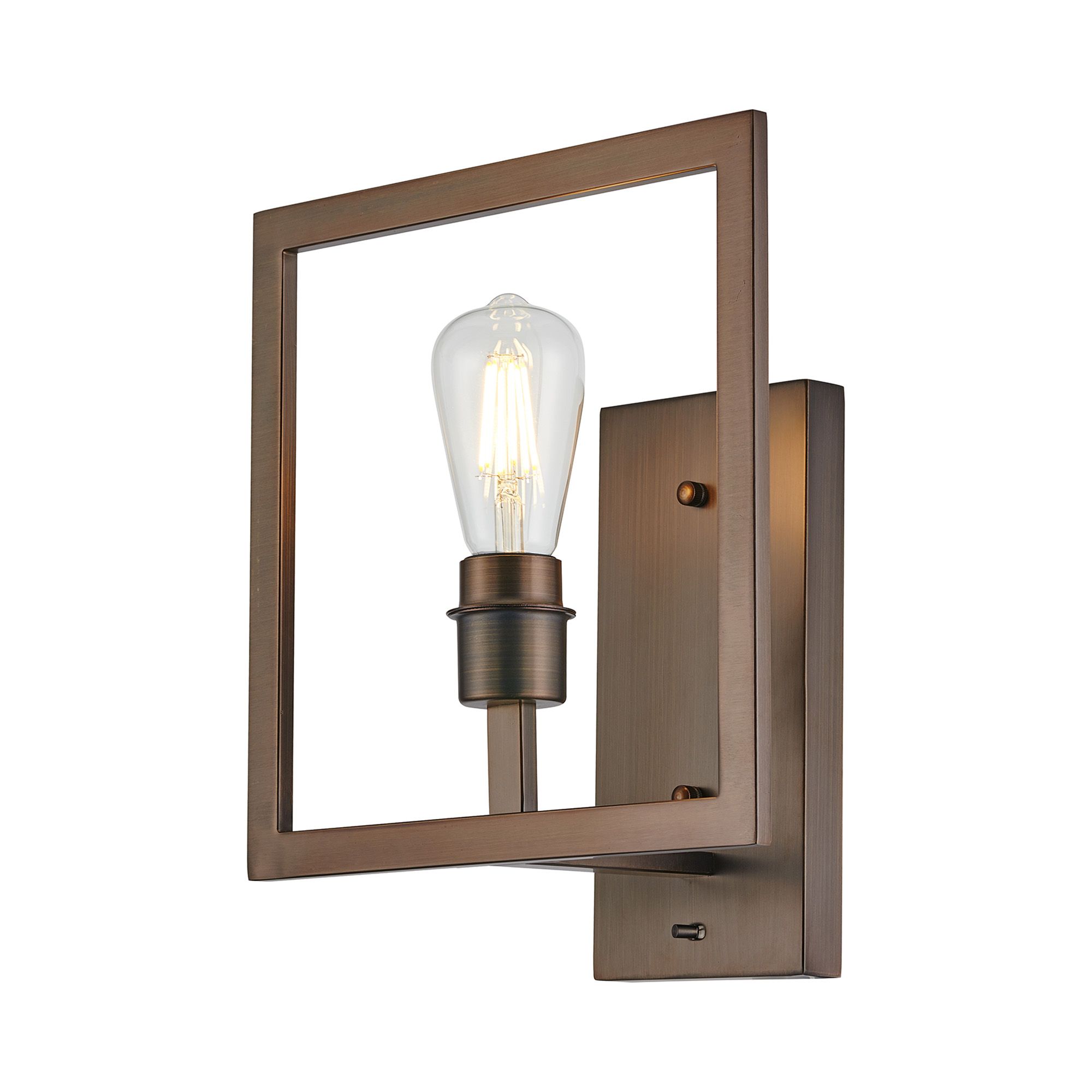 Nebbia Wall Lamp Front Switched (FRAME ONLY) Without Shade, 1 Light E27, Matt Bronze
