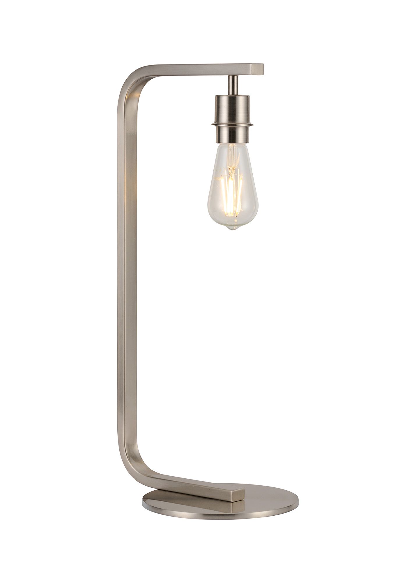 Nebbia Arc Table Lamp Without Shade, 1 Light E27, Satin Nickel