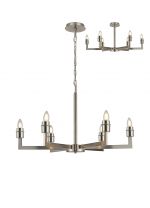 Barrington 75cm Adjustable Multi Arm Pendant/Semi Ceiling (FRAME ONLY) Without Shade, 6 Light E27, c/w 1m Chain, Satin Nickel