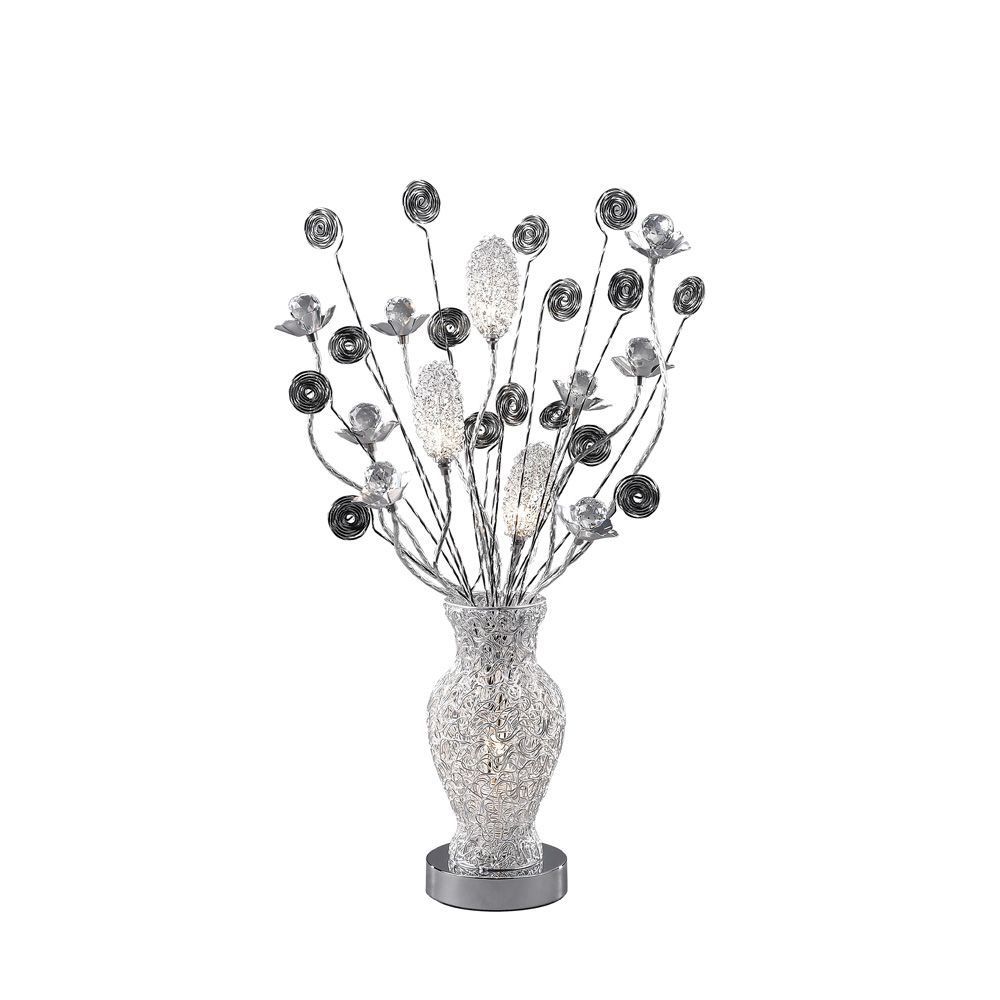 (DH) Nevada Crystal Table Lamp 4 Light G4 Aluminium/Black, NOT LED/CFL Compatible