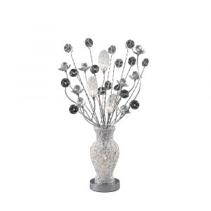 (DH) Nevada Crystal Table Lamp 4 Light G4 Aluminium/Black, NOT LED/CFL Compatible