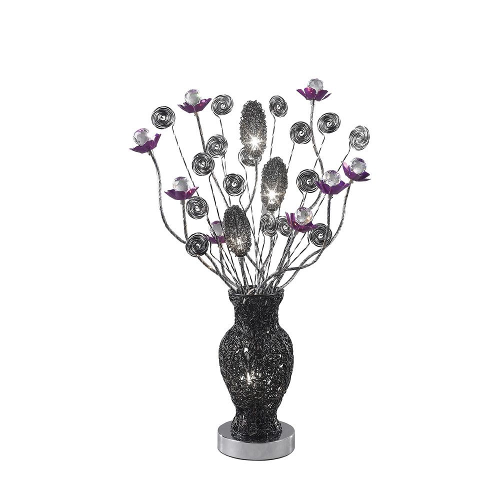 (DH) Nevada Crystal Table Lamp 4 Light G4 Black/Purple, NOT LED/CFL Compatible