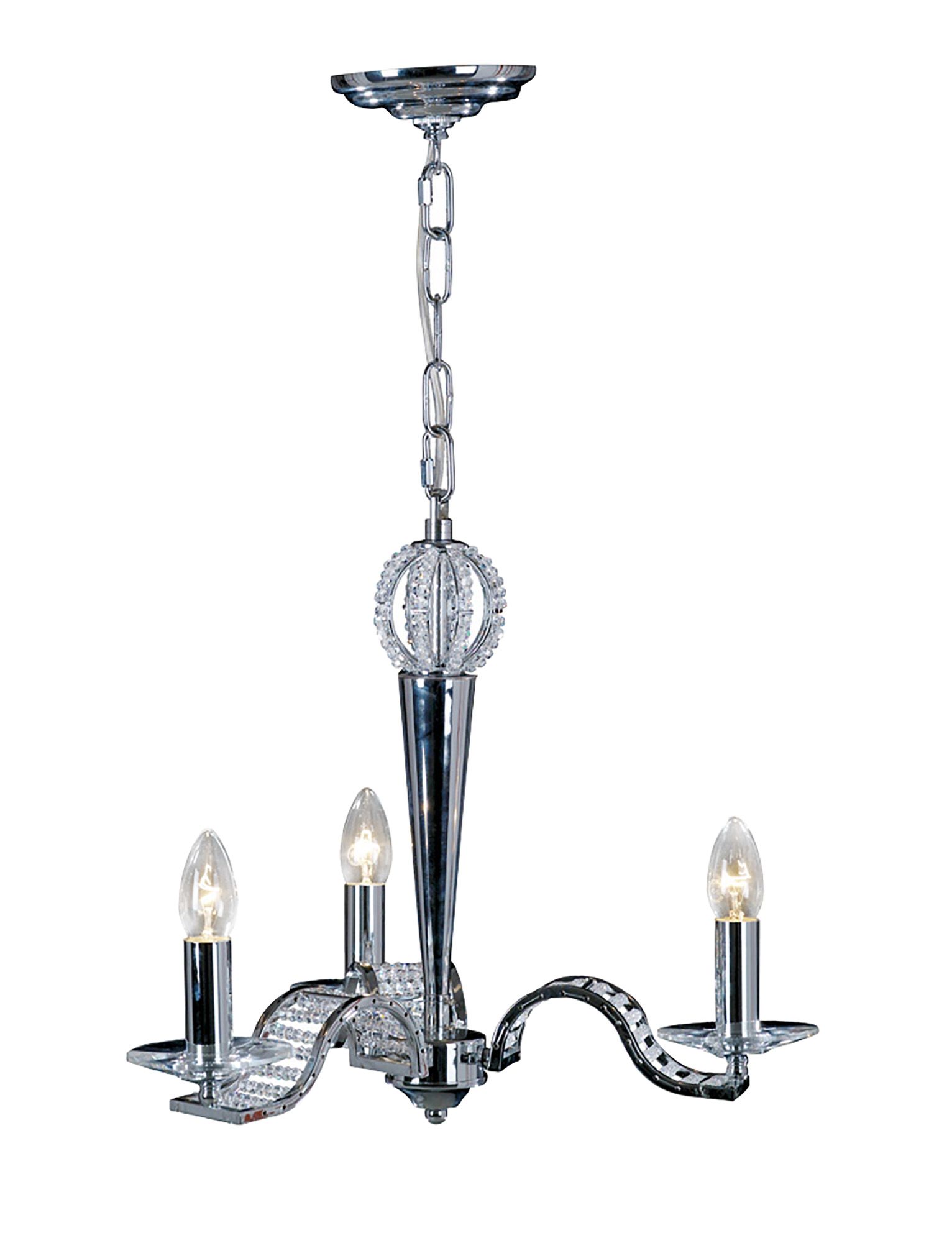 Niobe 53cm Pendant 3 Light E14 Polished Chrome/Crystal