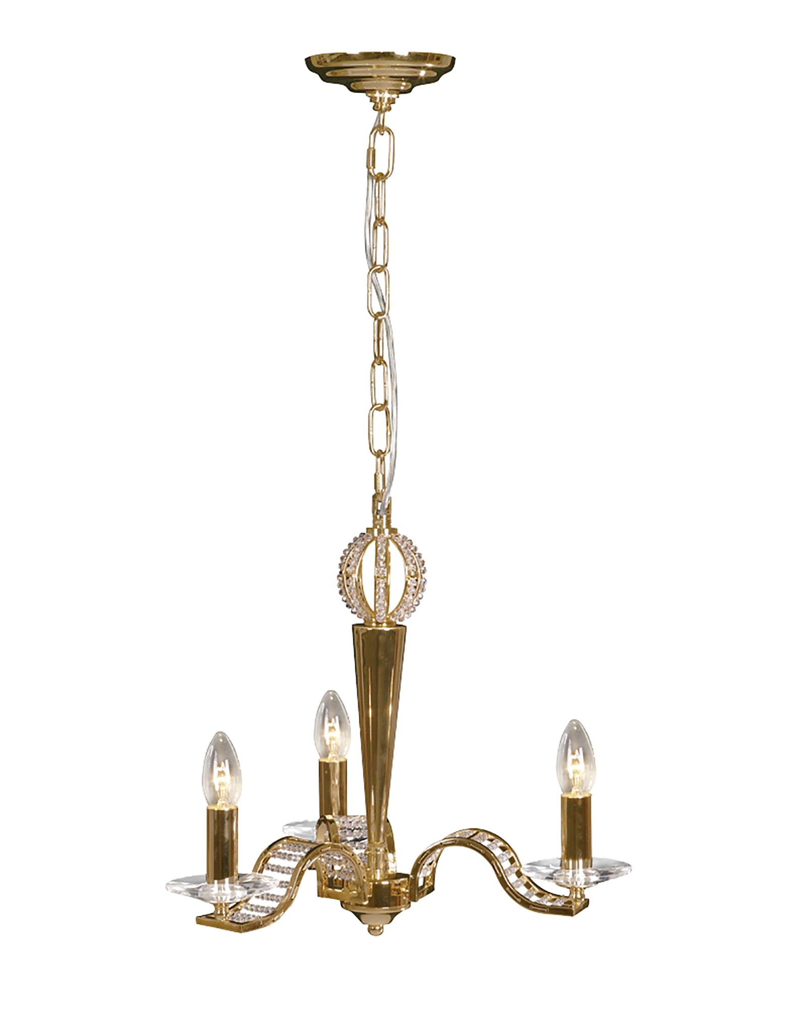 Niobe 53cm Pendant 3 Light E14 French Gold/Crystal
