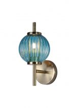 Forge Wall Lamp, 1 x G9, Antique Brass/Blue Glass