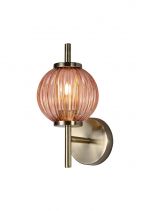 Forge Wall Lamp, 1 x G9, Antique Brass/Blush Pink Glass