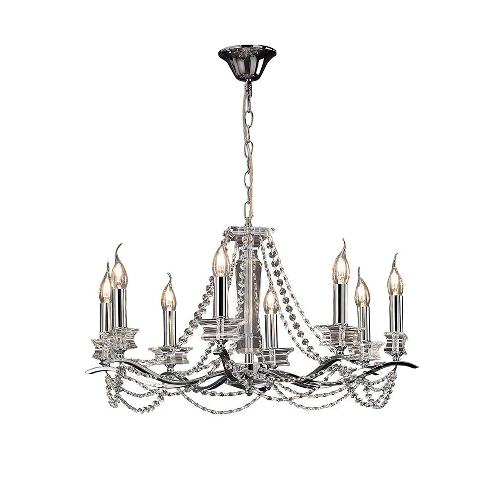 Nydia 75cm Pendant 8 Light E14 Polished Chrome/Crystal