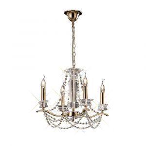 Nydia 55cm Pendant 4 Light E14 French Gold/Crystal