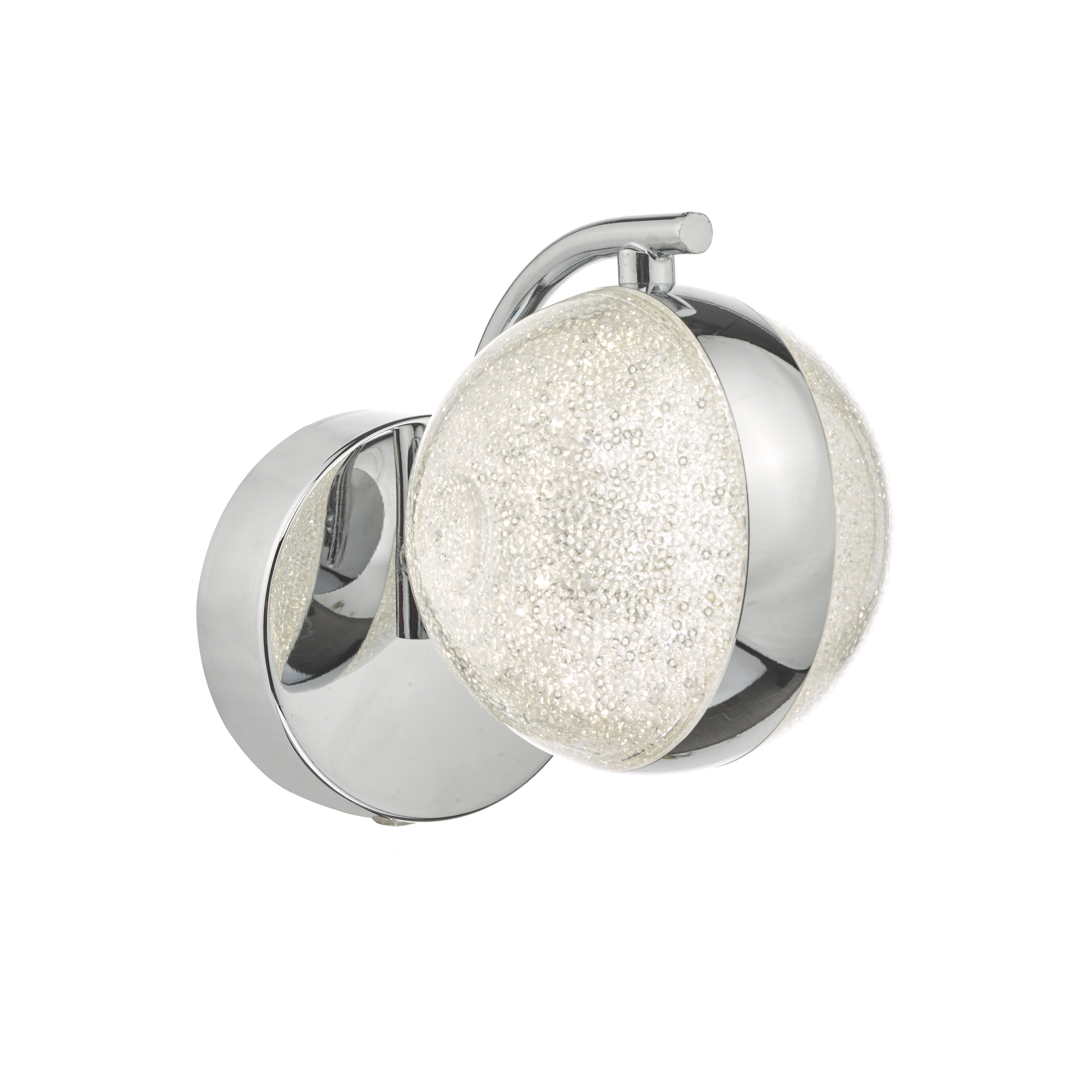 Mercaderes 1 Light 6W Integrated LED Polished Chrome Wall Light With Pull Switch With A Decorative Acrylic Orb Shade