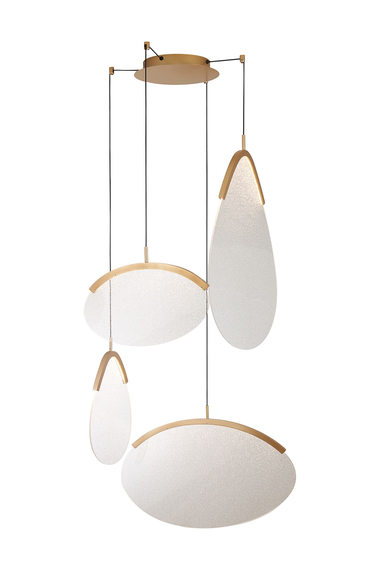 Oasis 70cm 4 Light Pendant, 54W LED, 3000K, 7070lm, Triac Dimmable, Gold, 3yrs Warranty