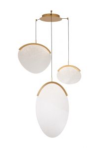 Oasis 70cm 3 Light Pendant, 40W LED, 3000K, 4570lm, Triac Dimmable, Gold, 3yrs Warranty