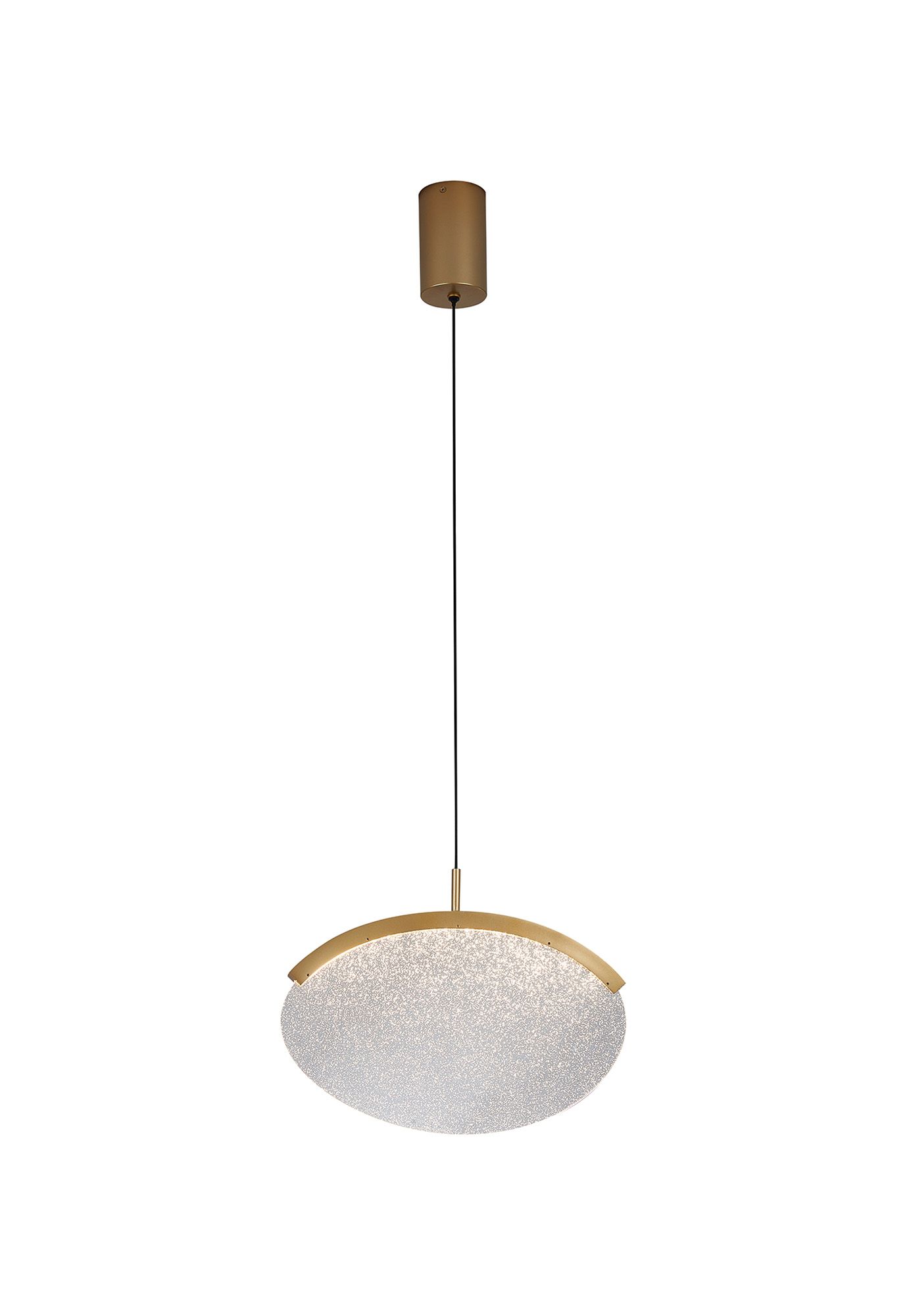 Oasis 39cm 1 Light Pendant, 12W LED, 3000K, 1465lm, Triac Dimmable, Gold, 3yrs Warranty