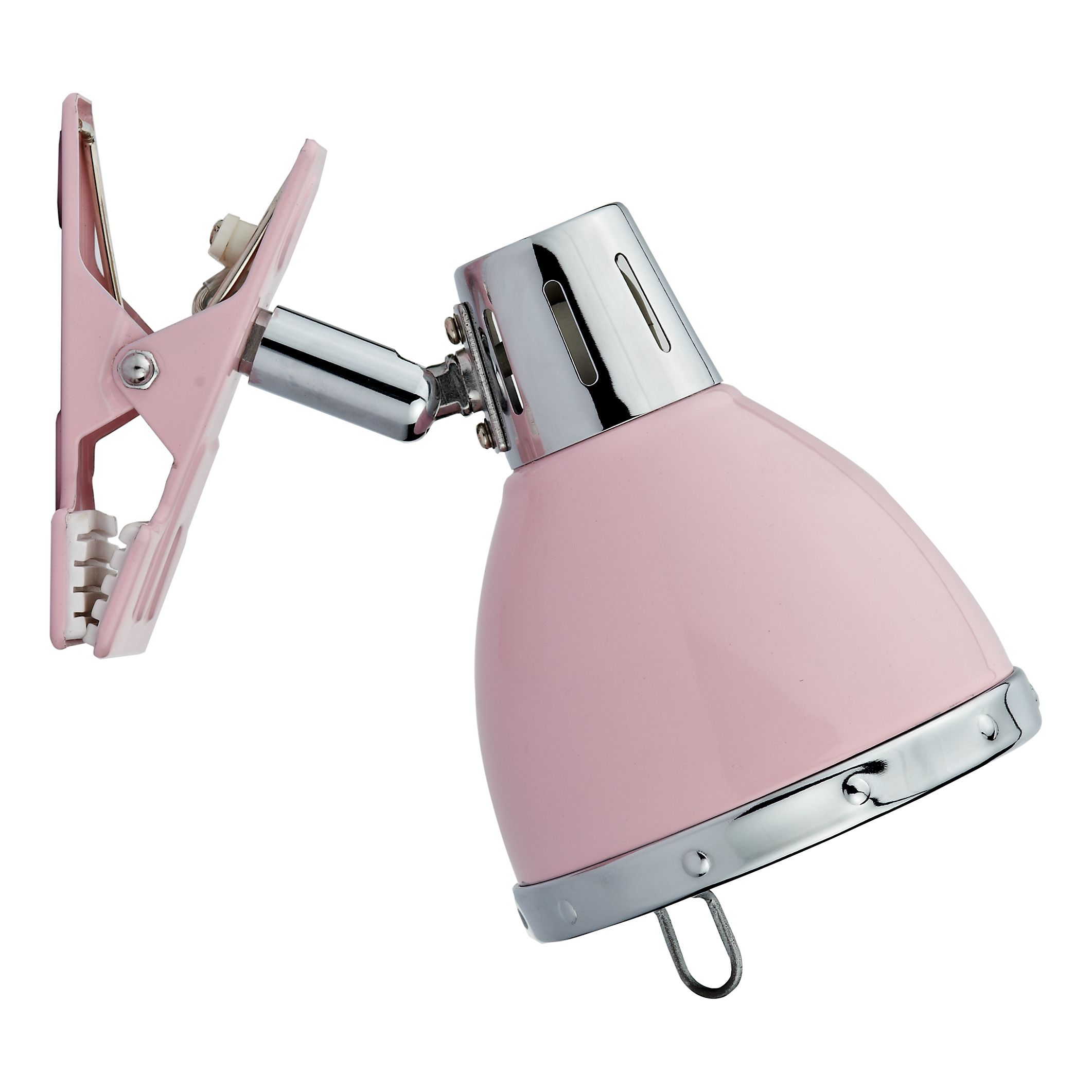Cerveceros 1 Light E14 Pink With Polished Chrome Detail Clip On Adjustable Spotlight With Inline Switch