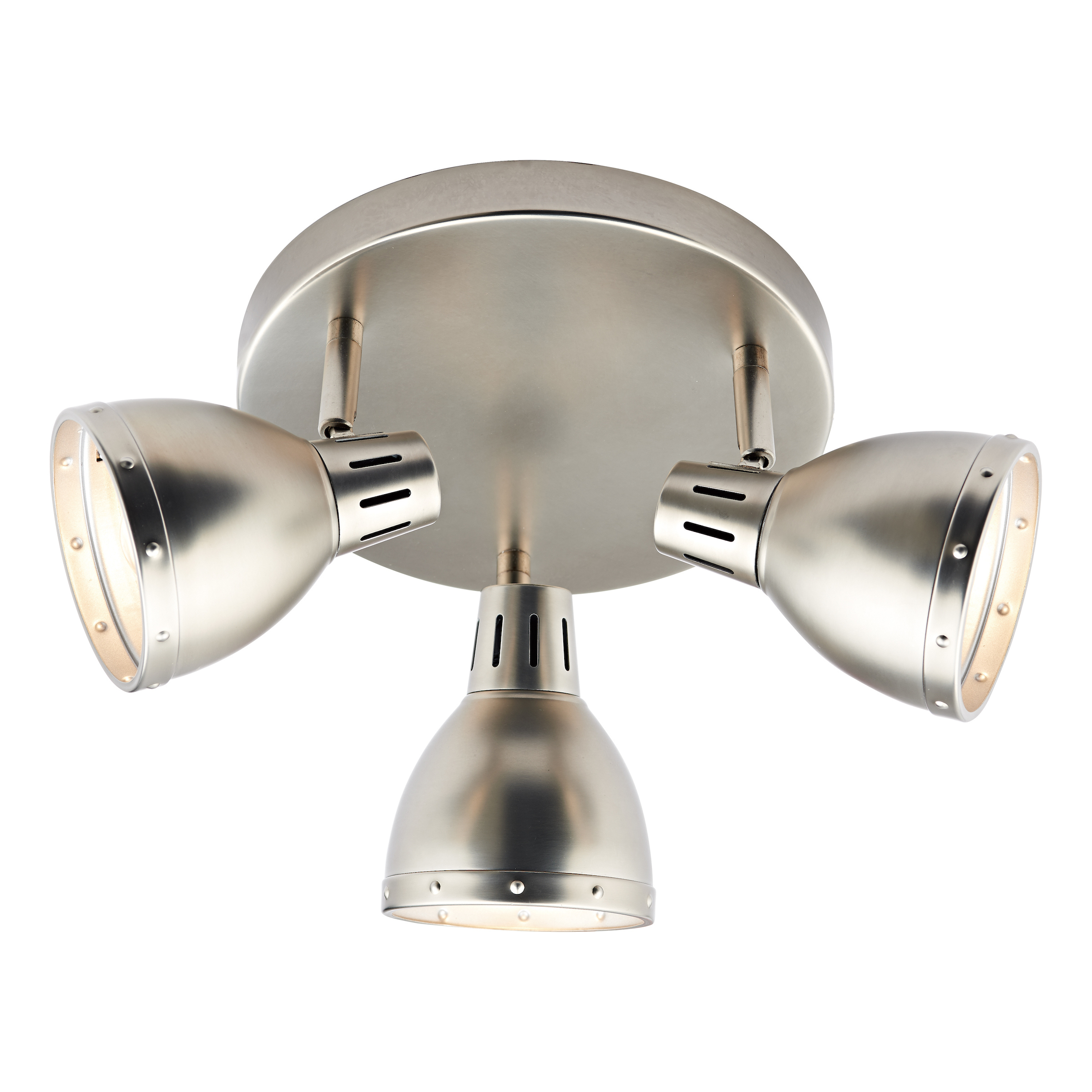 Cerveceros 3 Light  E14 Antique Chrome Adjustable Flush Ceiling Spotlight