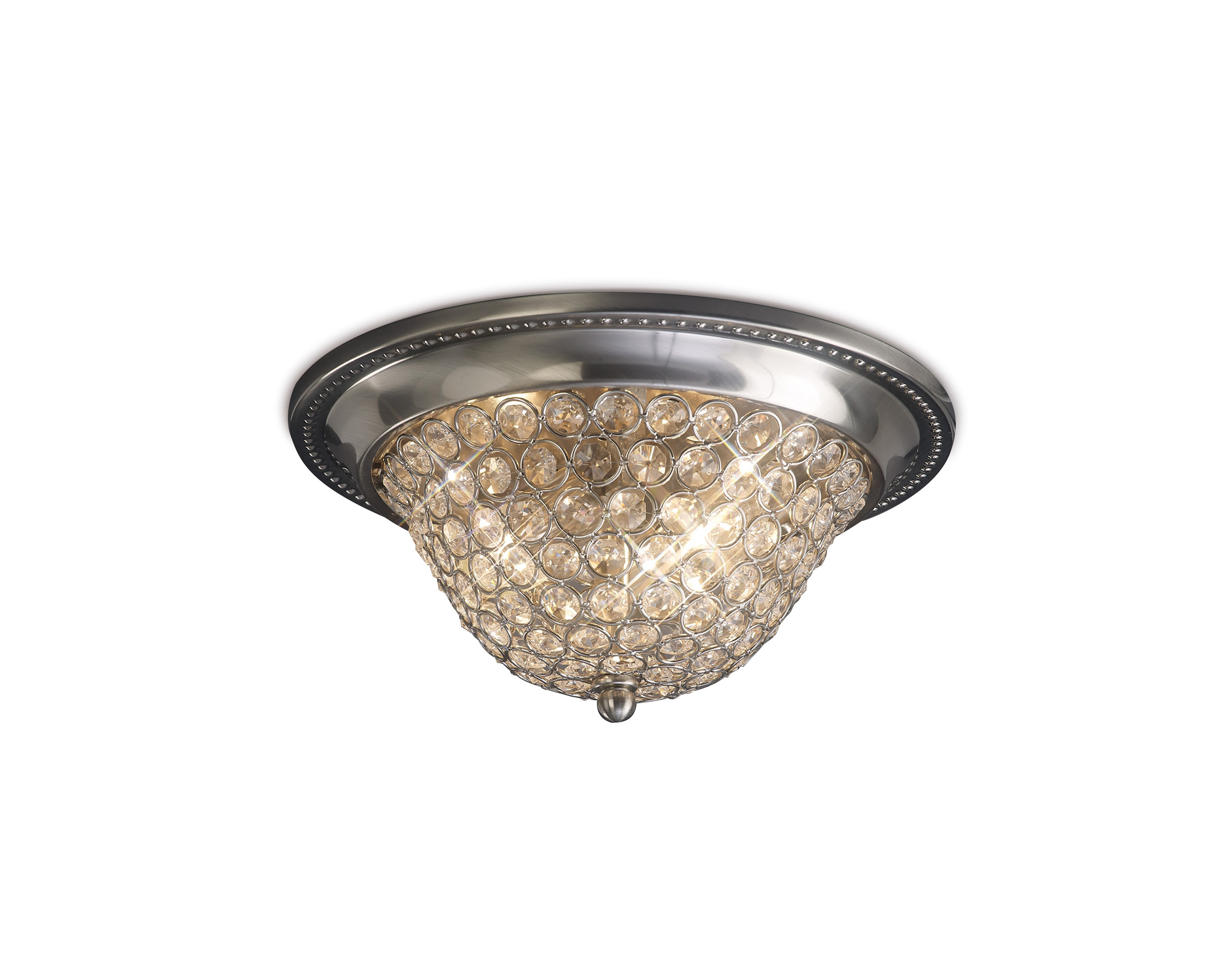 Paloma 27cm Flush Ceiling Small 2 Light E14 Satin Nickel/Crystal
